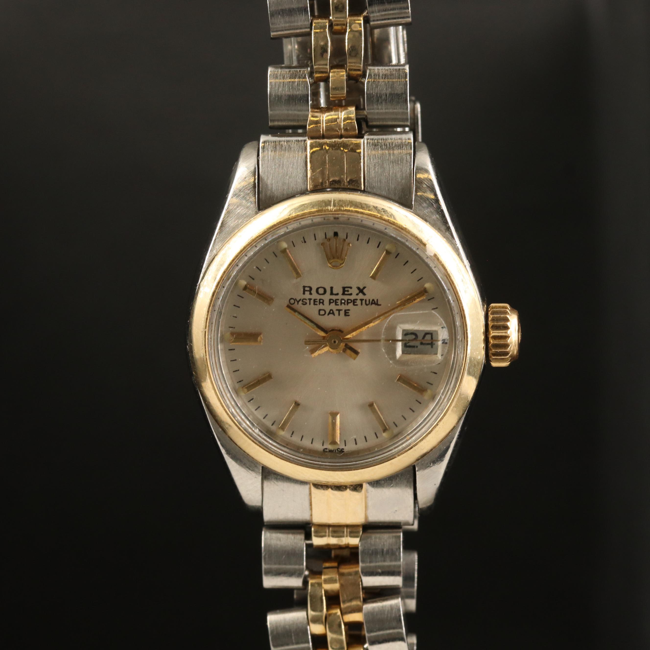 1979 Rolex Oyster Perpetual Date 14K Gold and Stainless Steel Watch