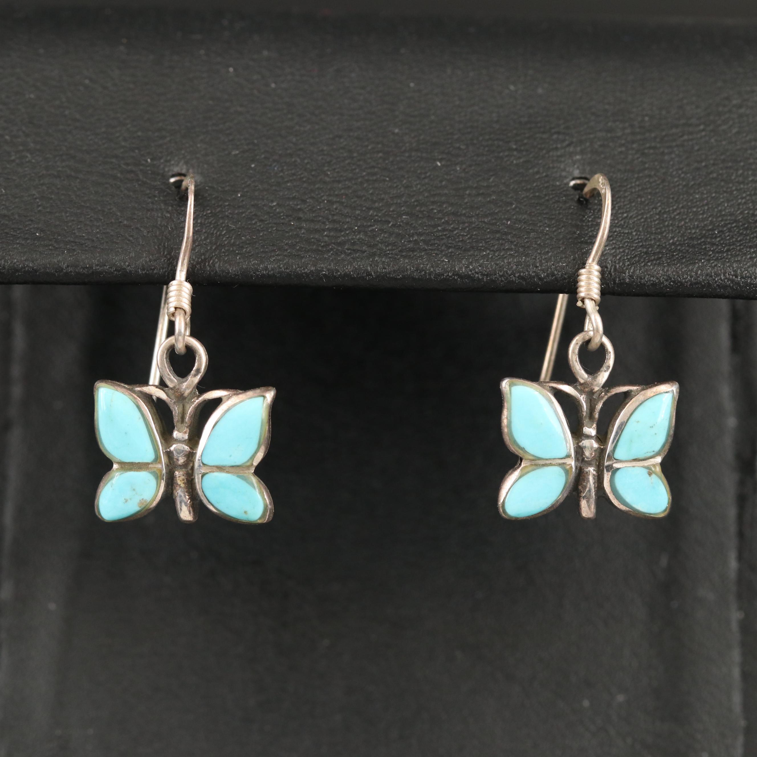 Sterling Turquoise Butterfly Earrings