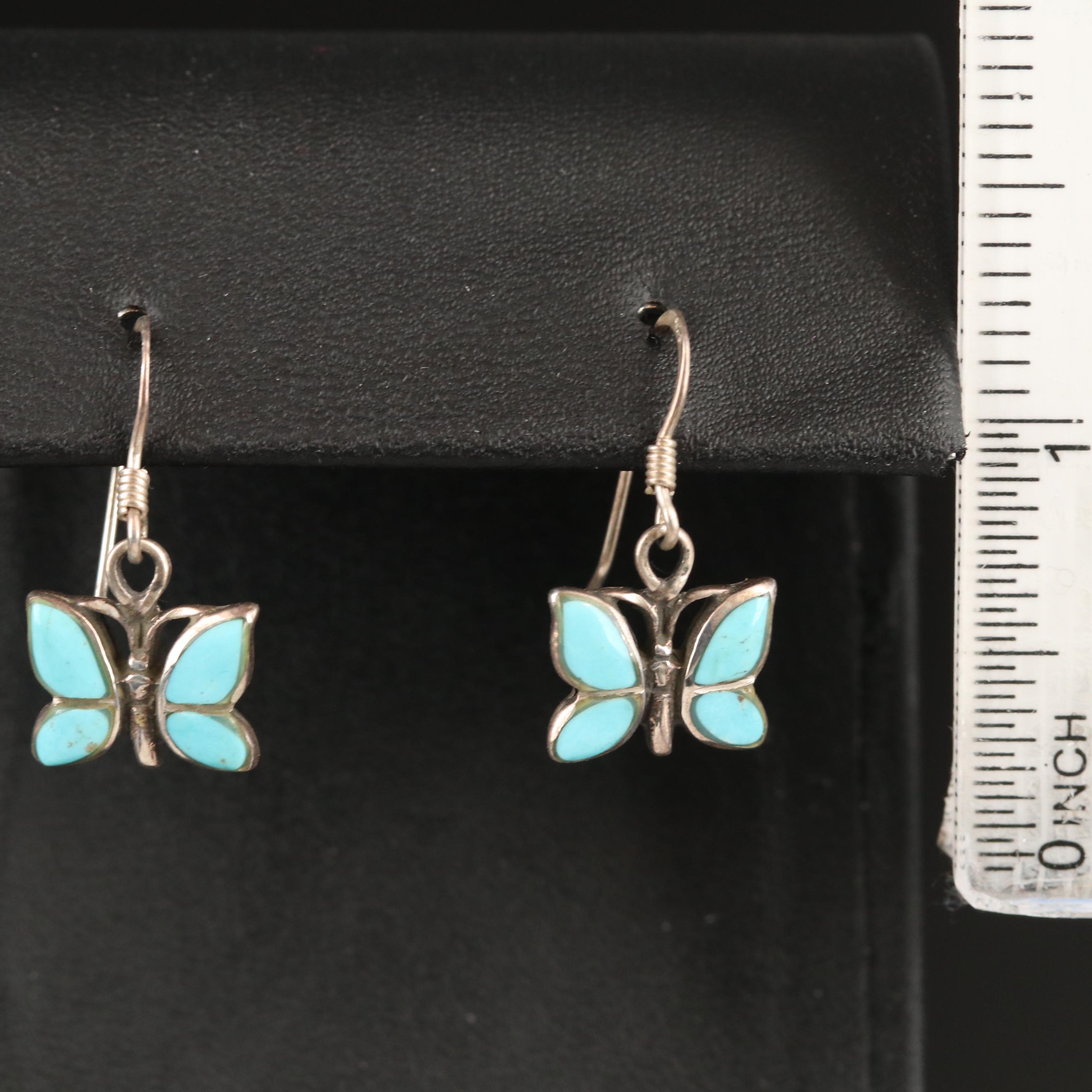 Sterling Turquoise Butterfly Earrings