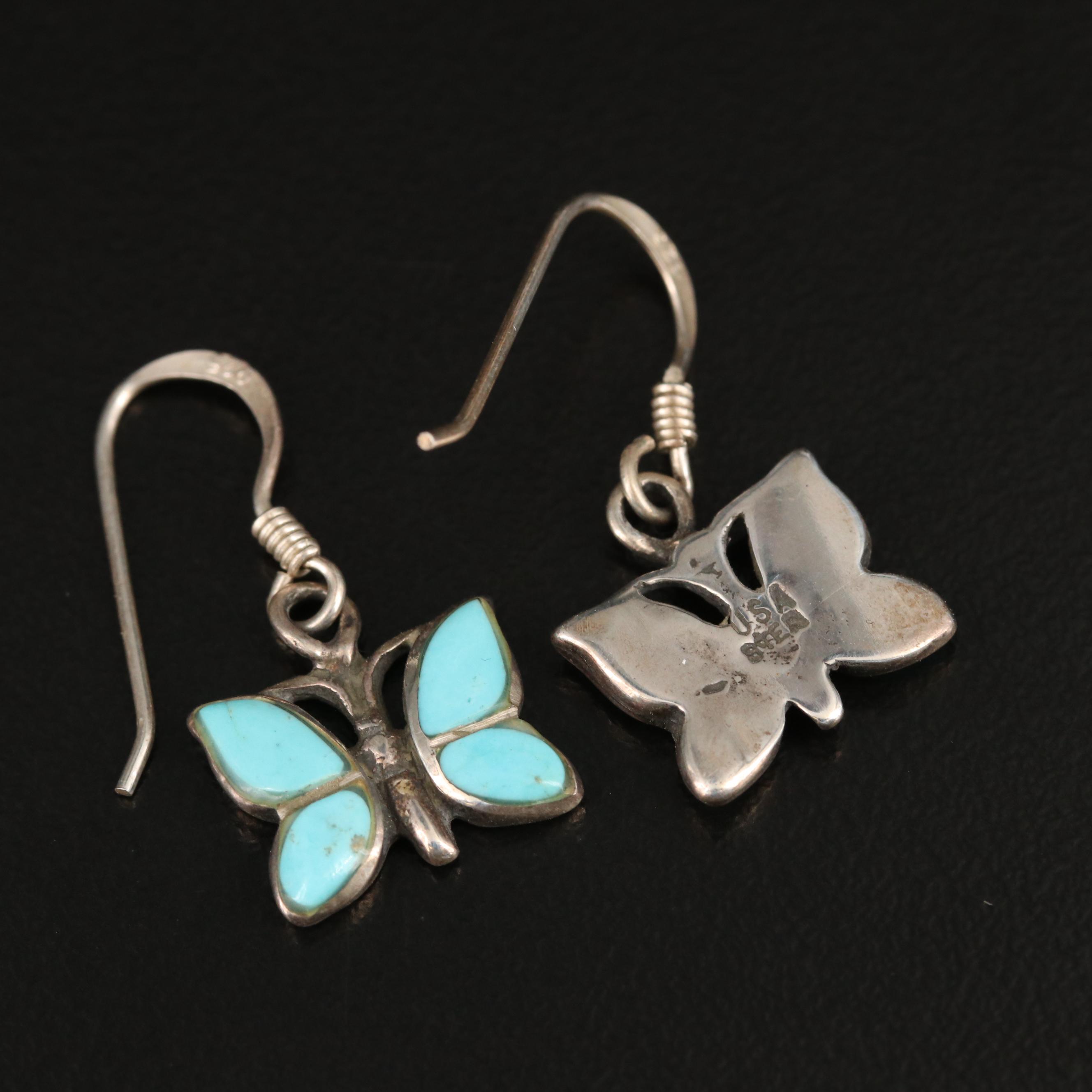 Sterling Turquoise Butterfly Earrings