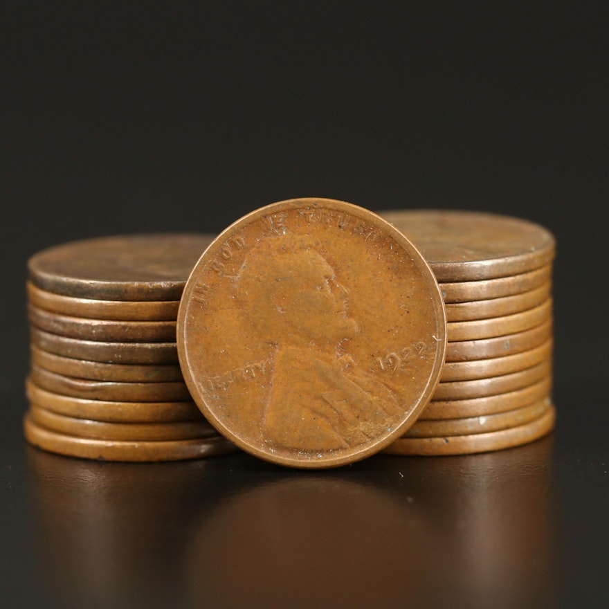 Twenty Key Date 1922-D Lincoln Wheat Cents