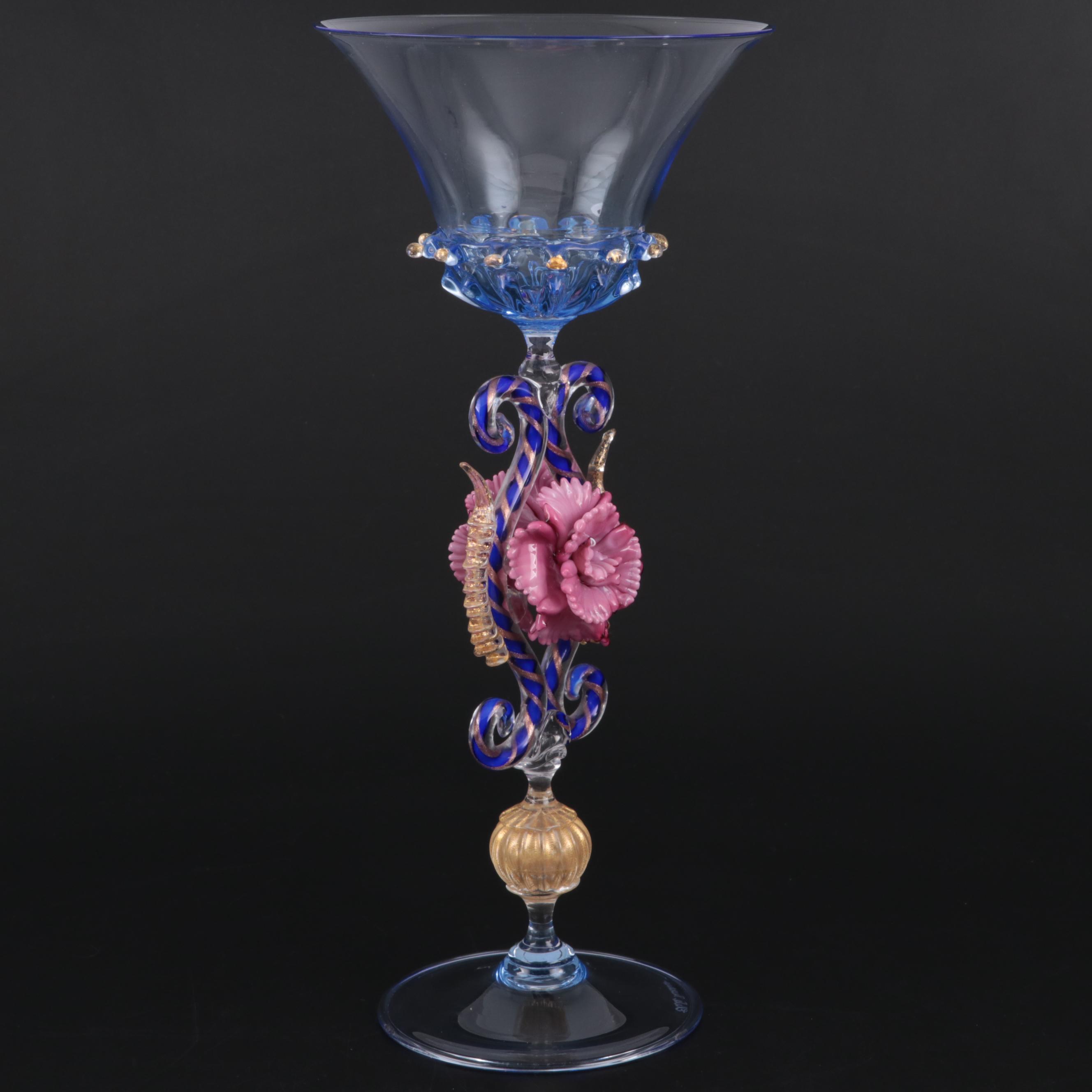 Elite Murano Tipetto Italian Art Glass Goblet