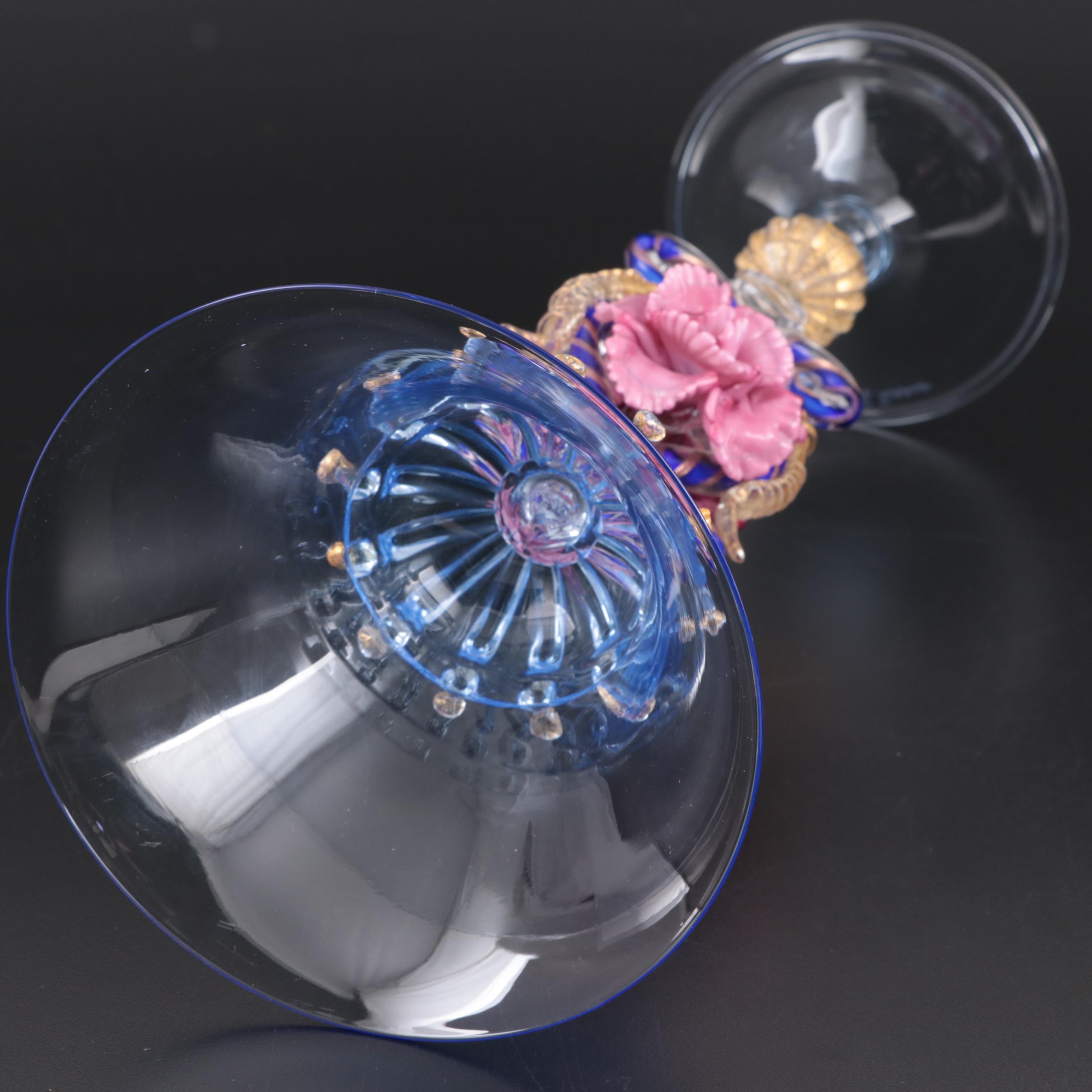 Elite Murano Tipetto Italian Art Glass Goblet