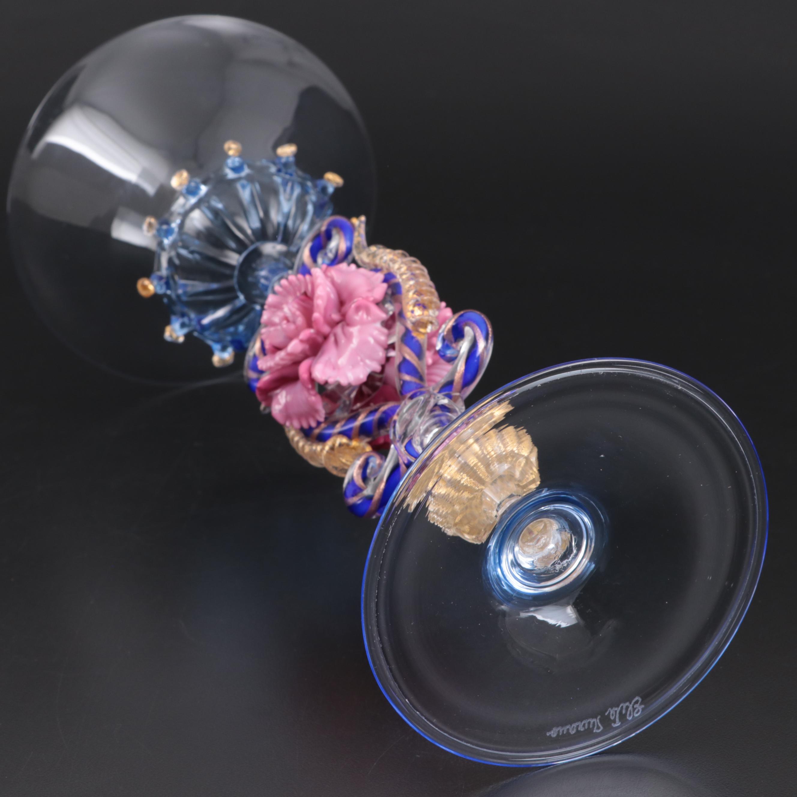 Elite Murano Tipetto Italian Art Glass Goblet