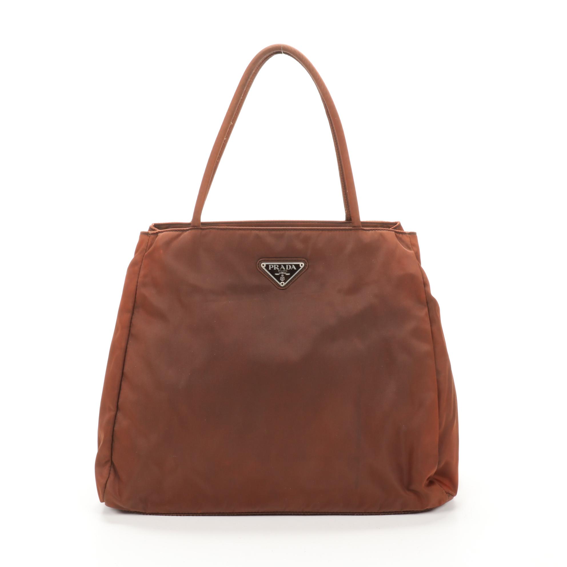 Prada Brown Nylon Top Handle Bag