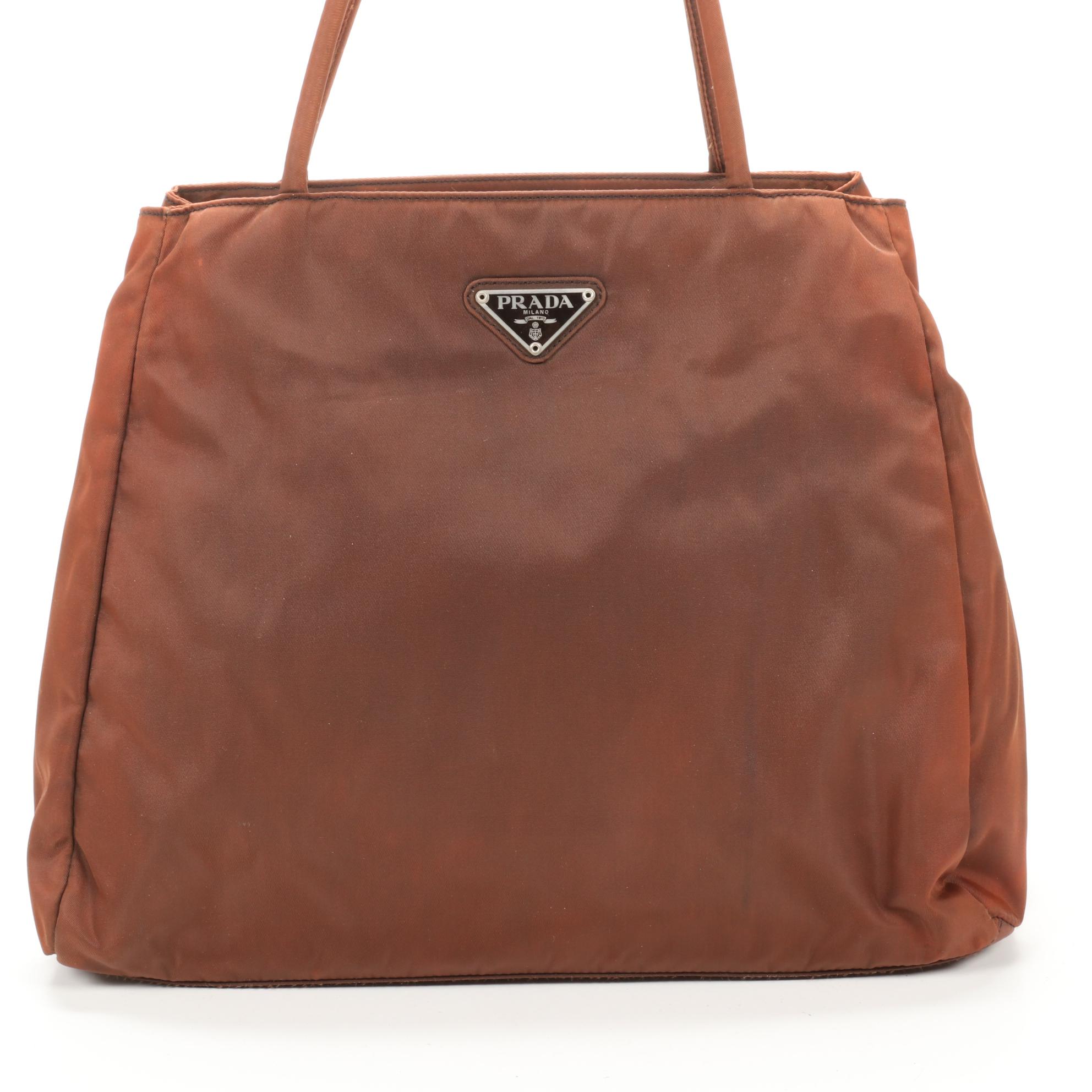 Prada Brown Nylon Top Handle Bag