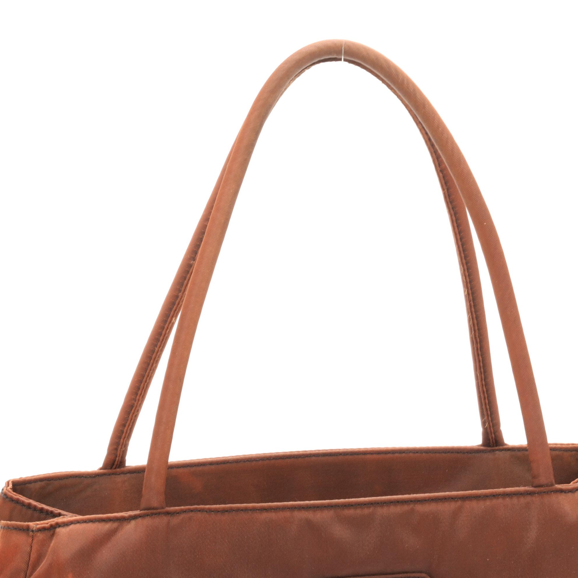 Prada Brown Nylon Top Handle Bag