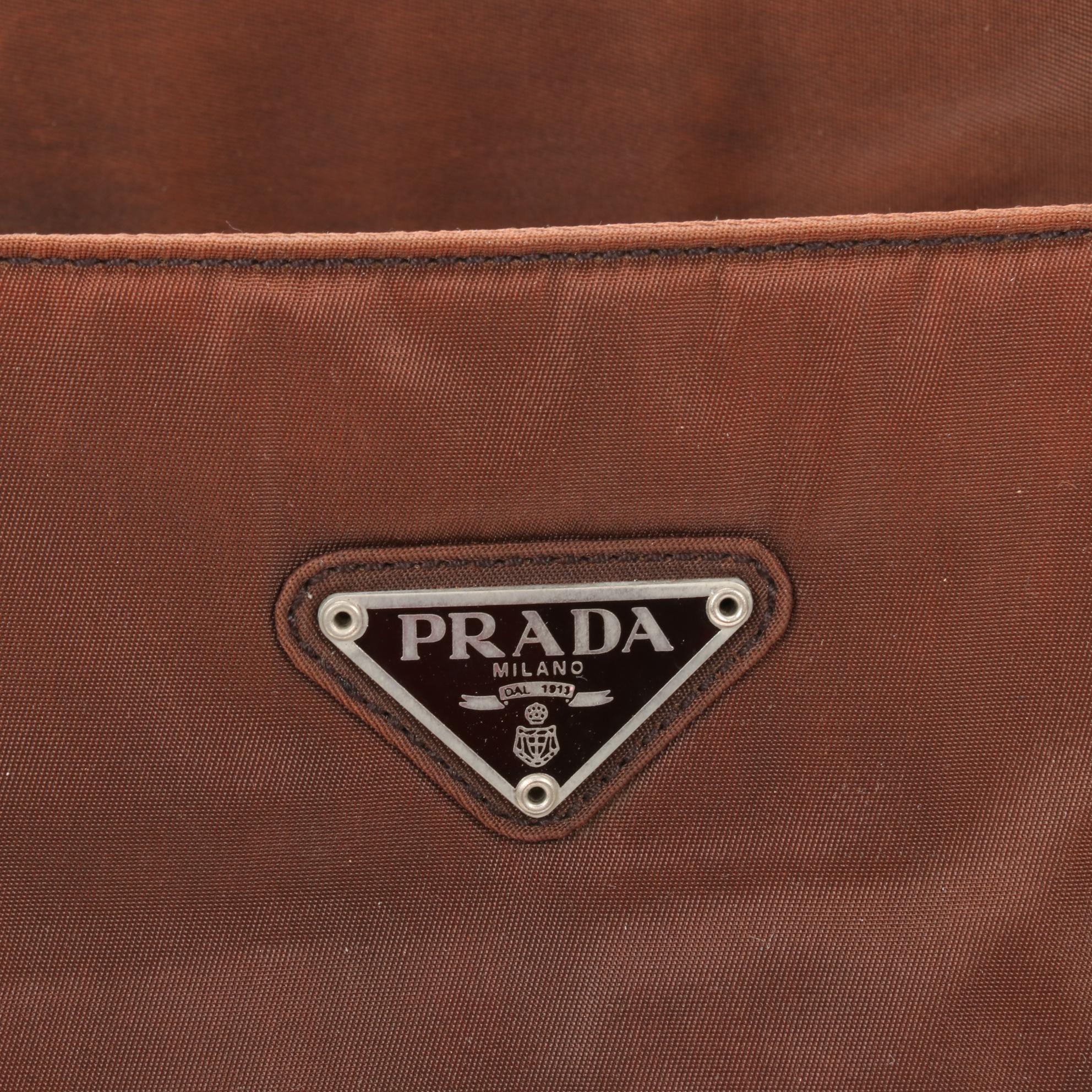 Prada Brown Nylon Top Handle Bag
