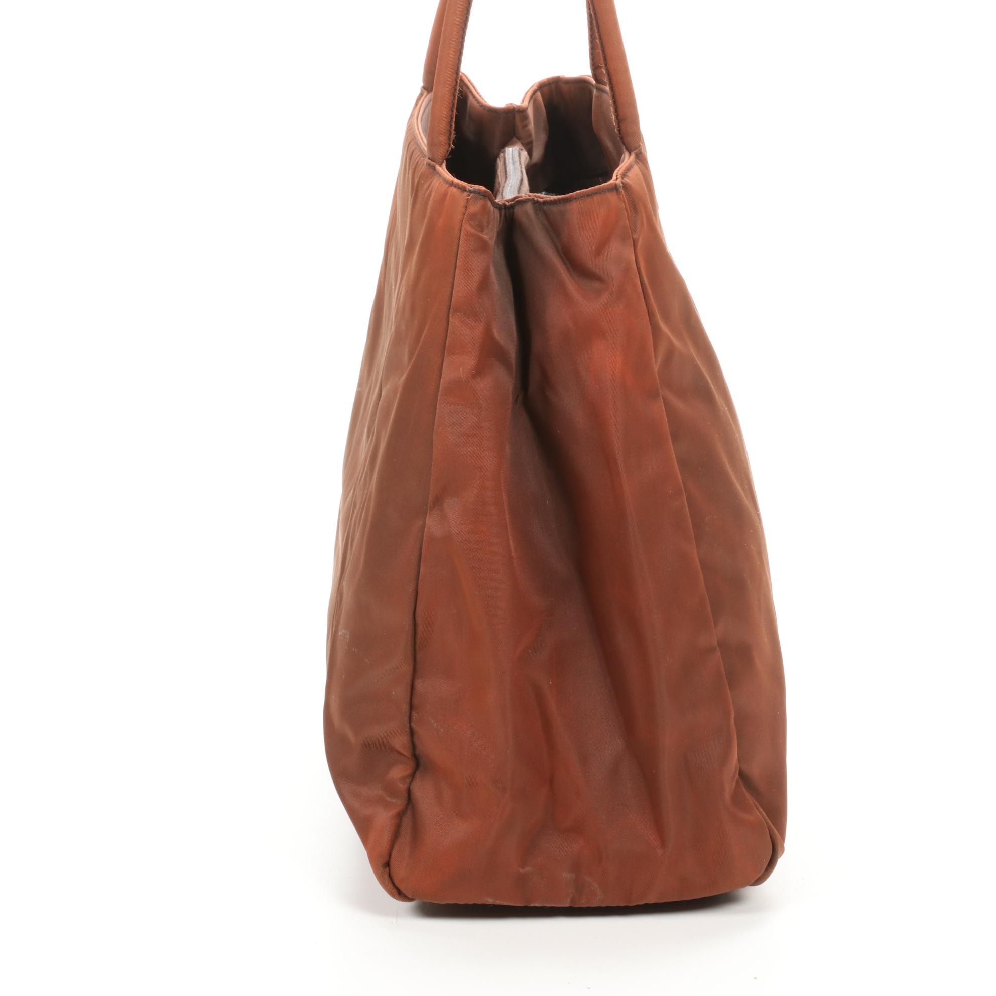 Prada Brown Nylon Top Handle Bag