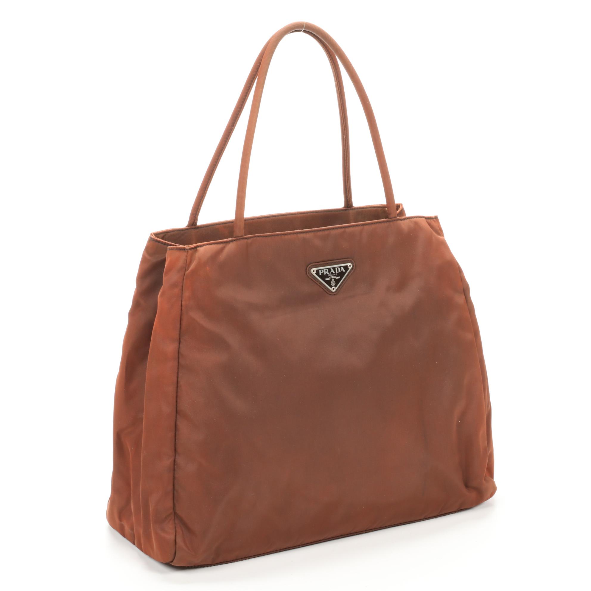 Prada Brown Nylon Top Handle Bag