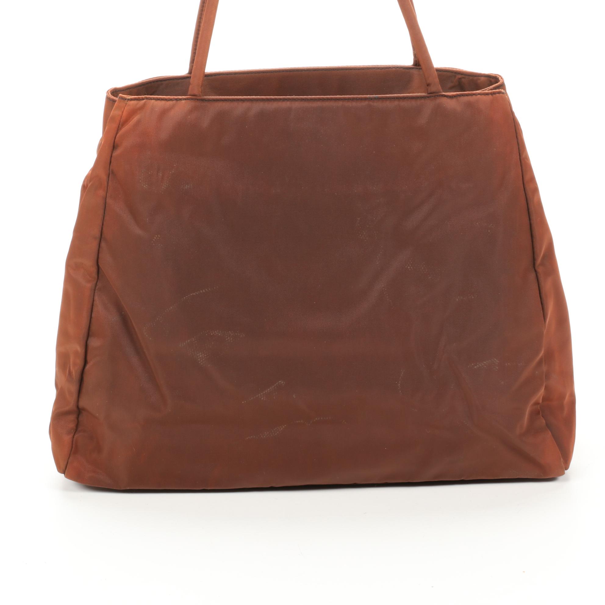 Prada Brown Nylon Top Handle Bag