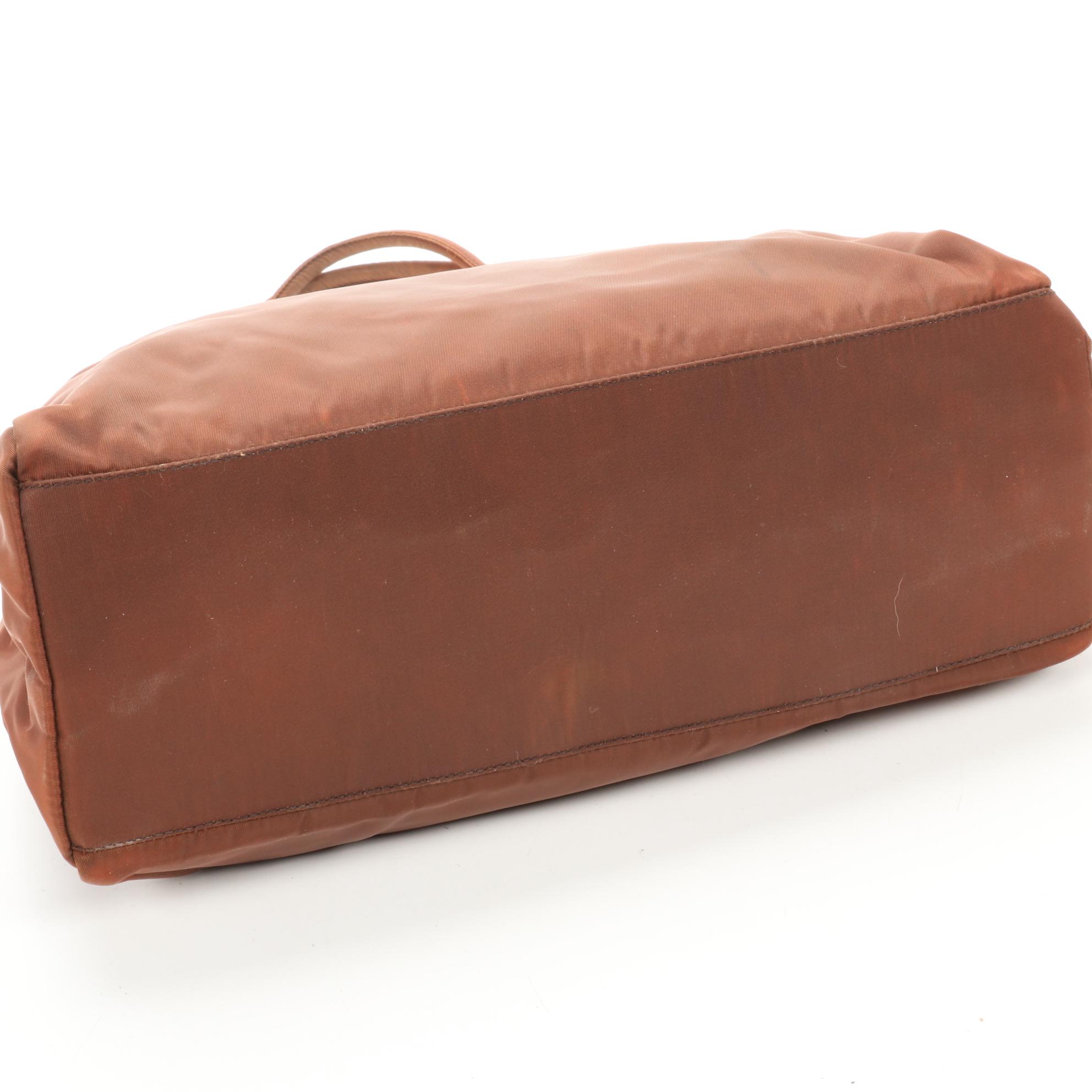 Prada Brown Nylon Top Handle Bag