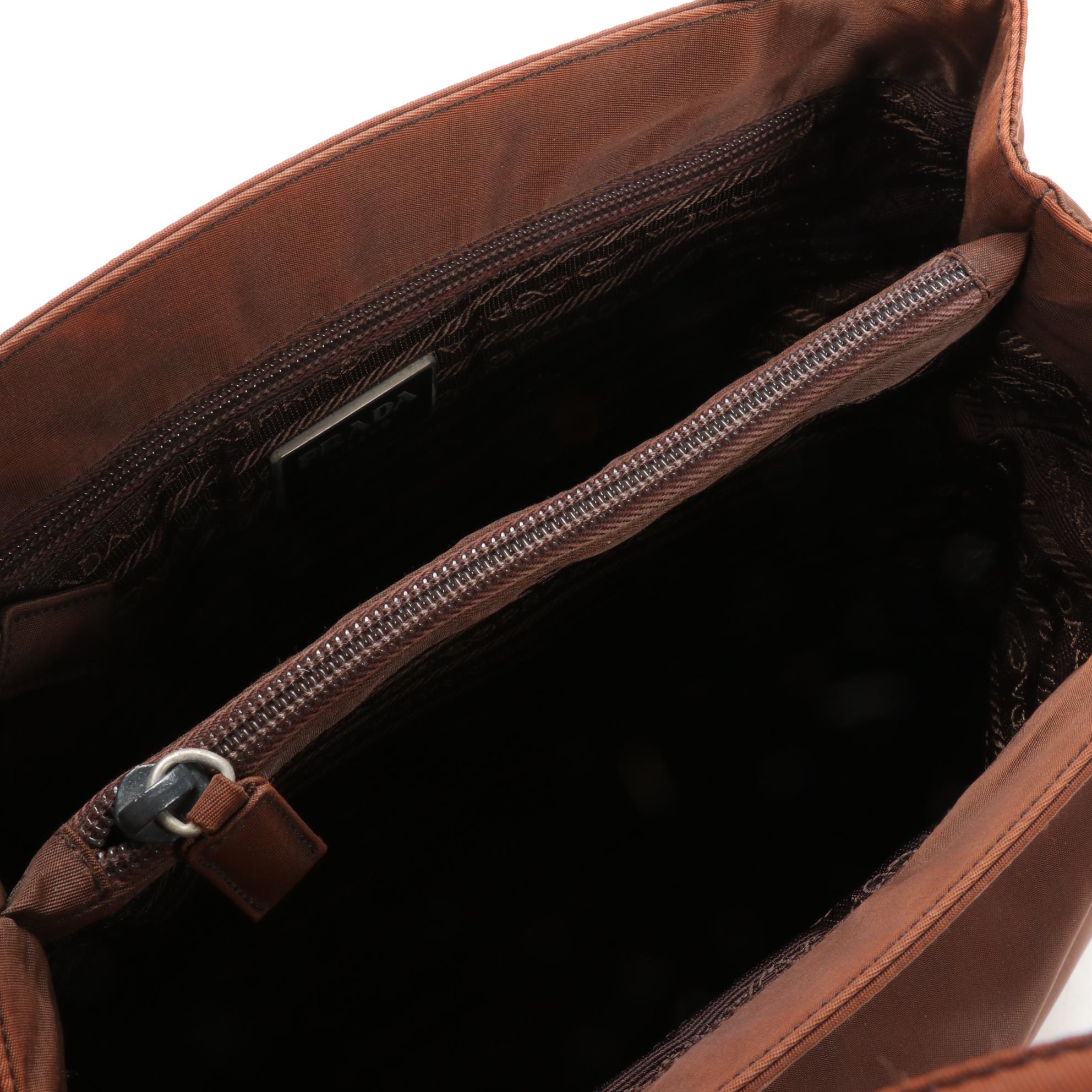 Prada Brown Nylon Top Handle Bag