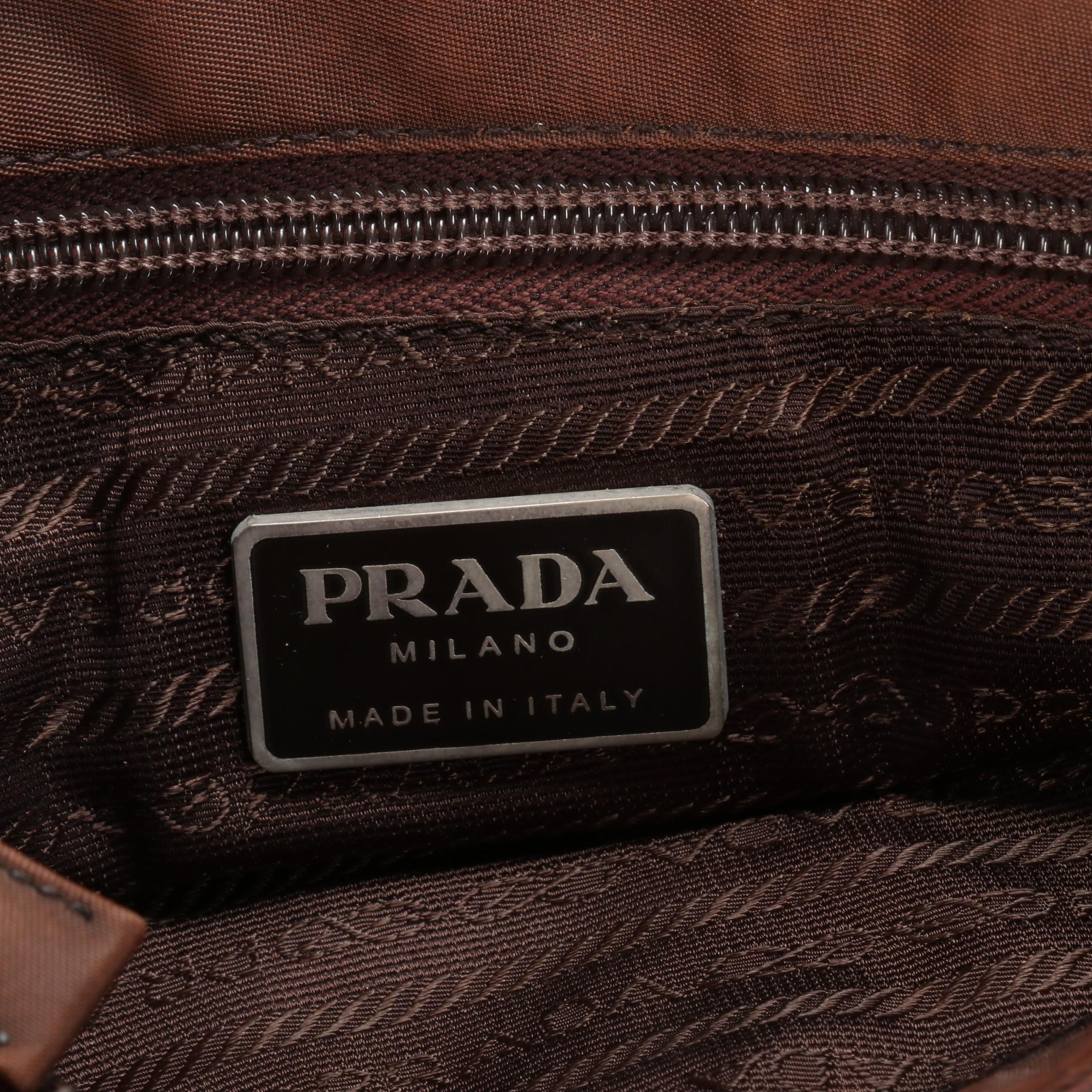 Prada Brown Nylon Top Handle Bag