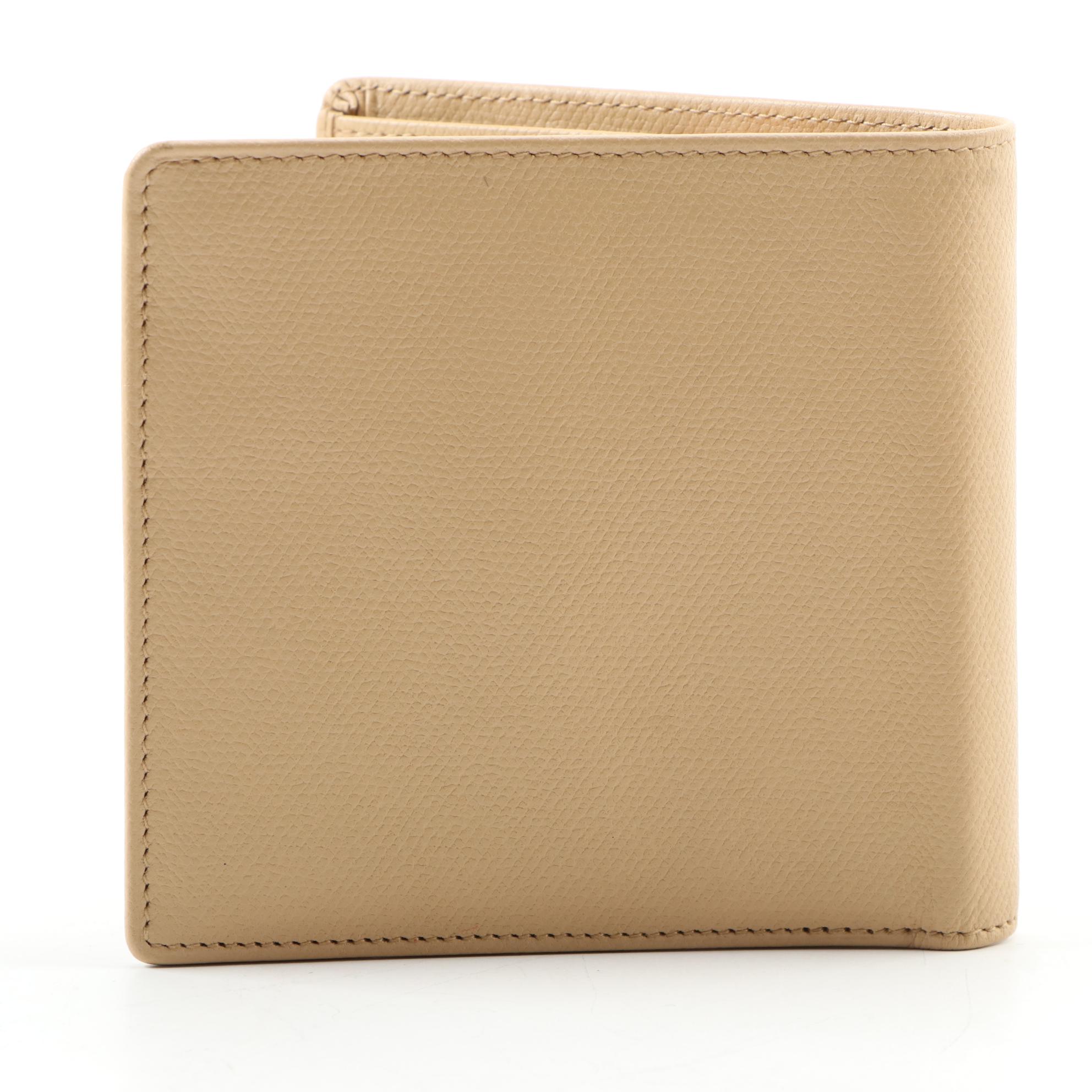 Chanel CC Logo Beige Leather Bifold Wallet