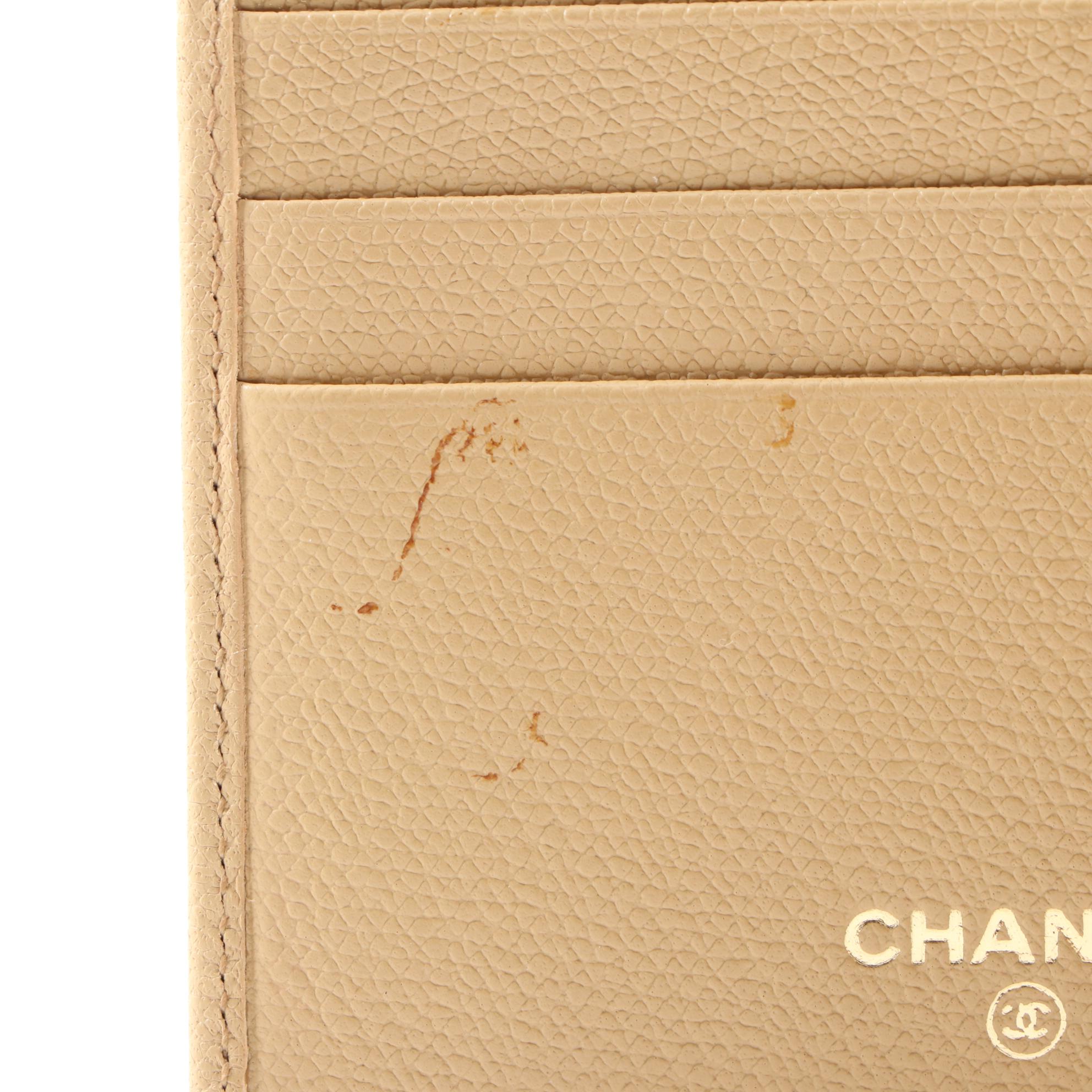 Chanel CC Logo Beige Leather Bifold Wallet