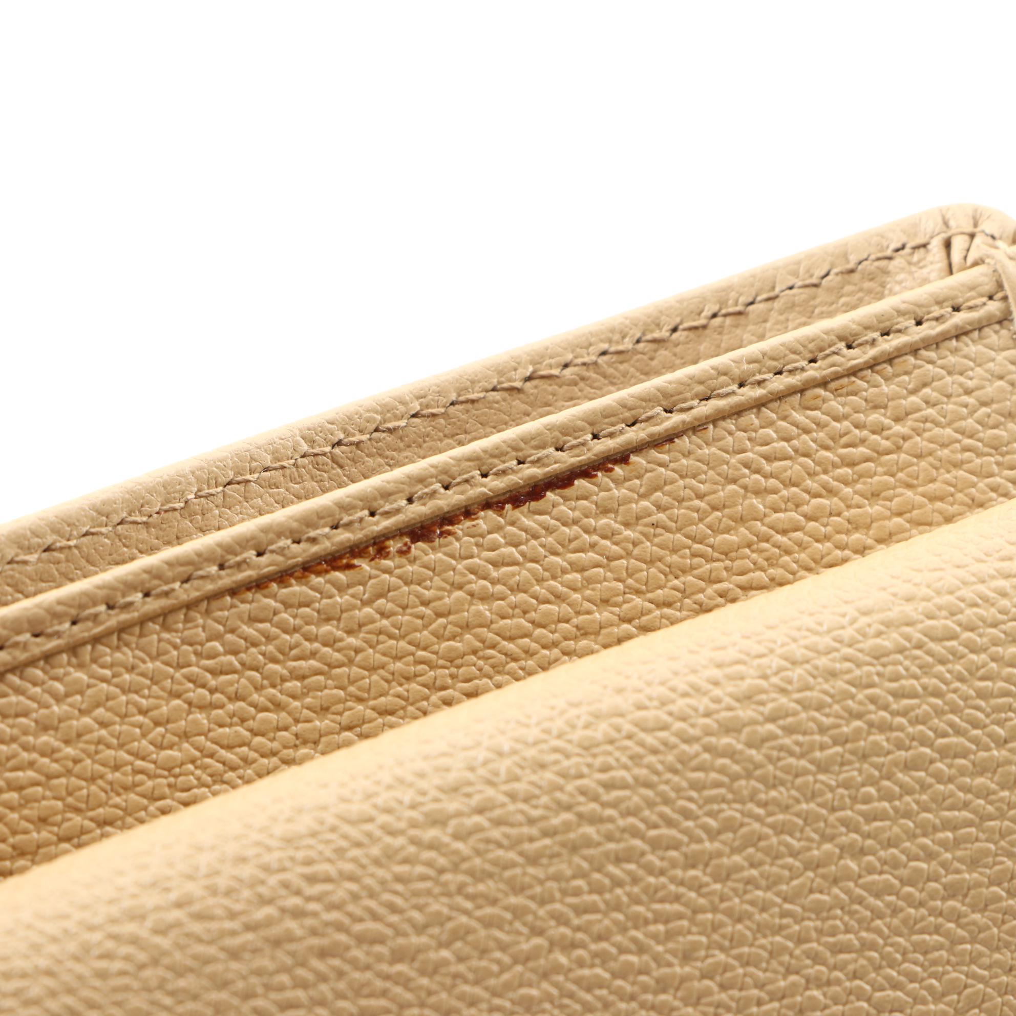 Chanel CC Logo Beige Leather Bifold Wallet