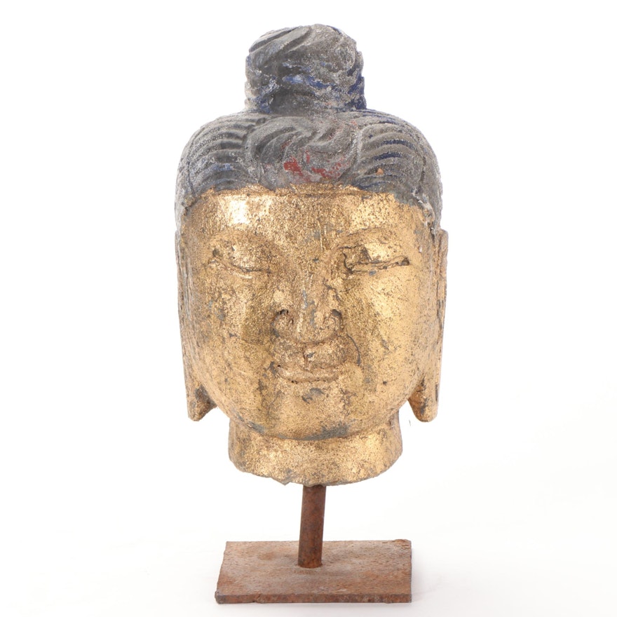 Gilt Stone Head of the Buddha