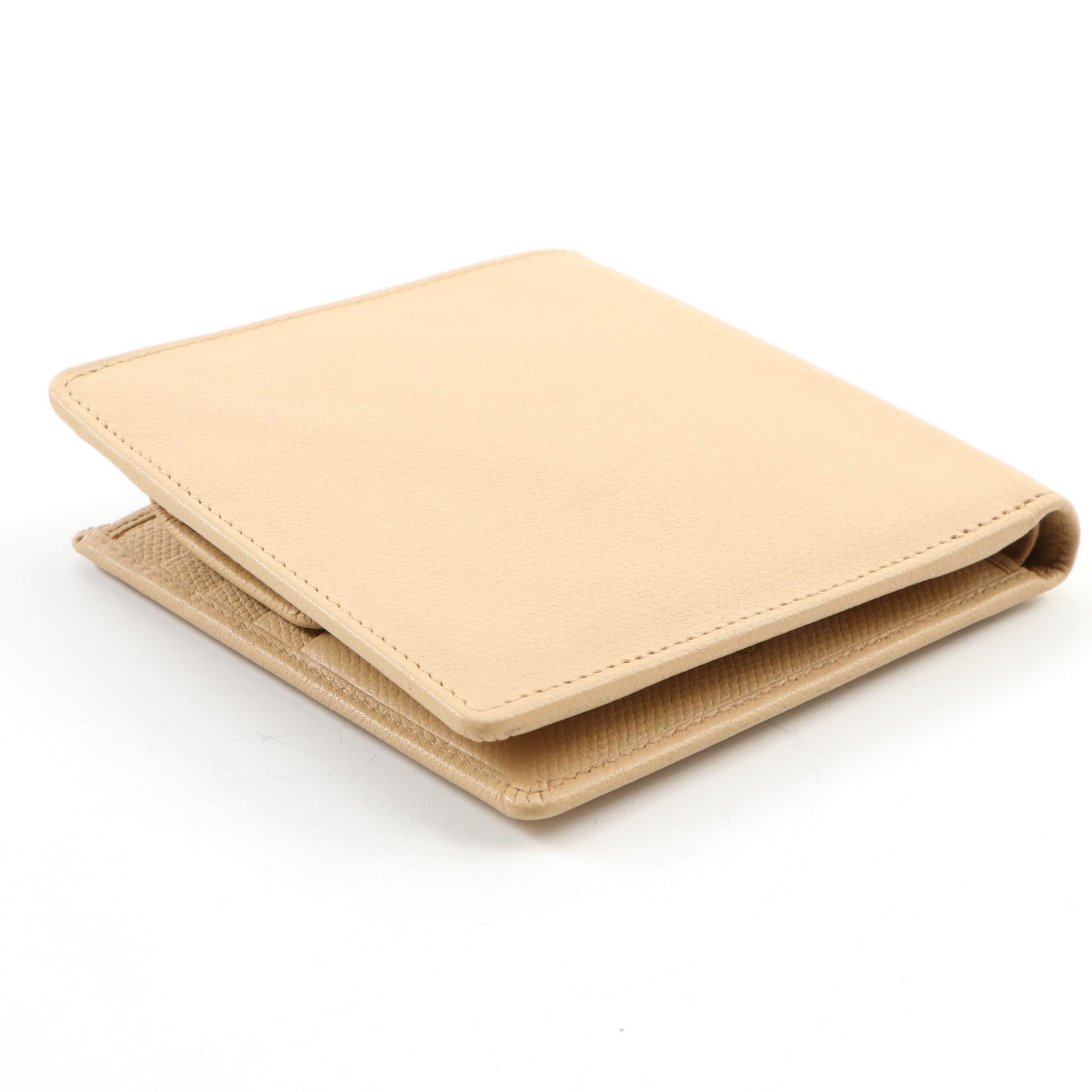 Chanel CC Logo Beige Leather Bifold Wallet
