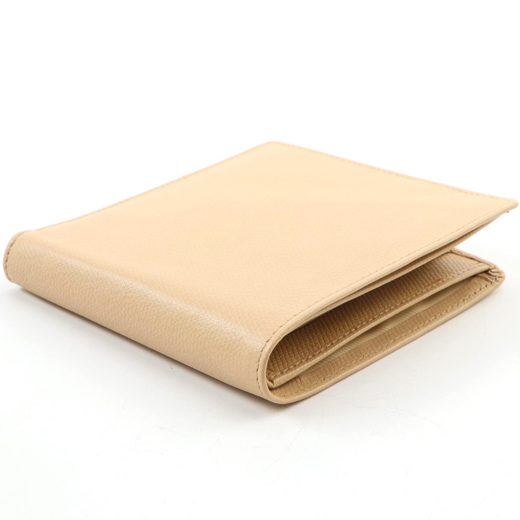 Chanel CC Logo Beige Leather Bifold Wallet