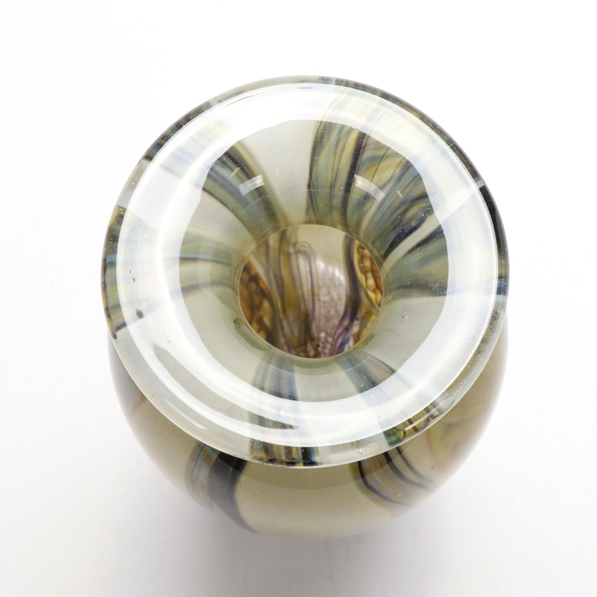 Robert Eickholt "Deep Sea" Handblown Art Glass Vase, 2008