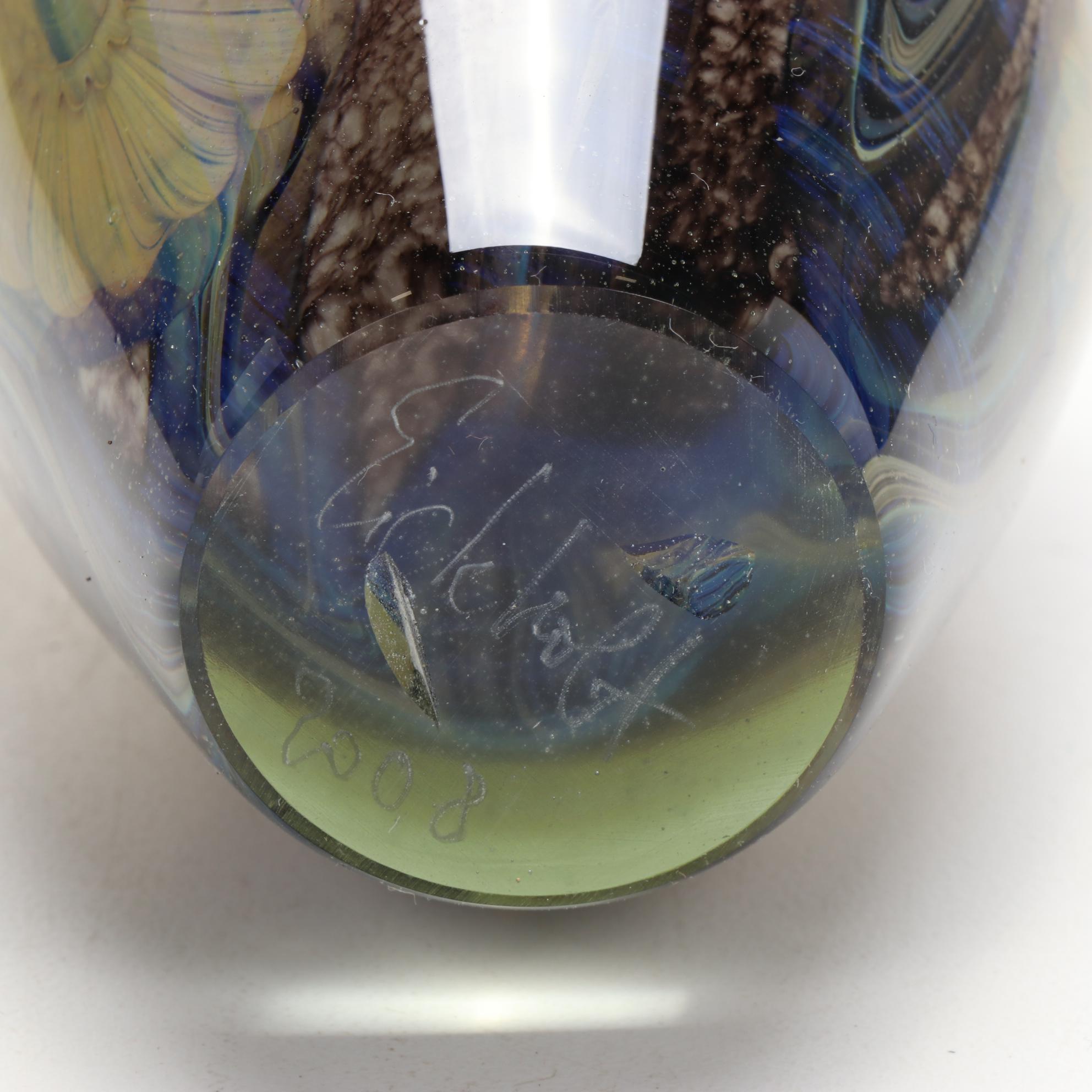 Robert Eickholt "Deep Sea" Handblown Art Glass Vase, 2008