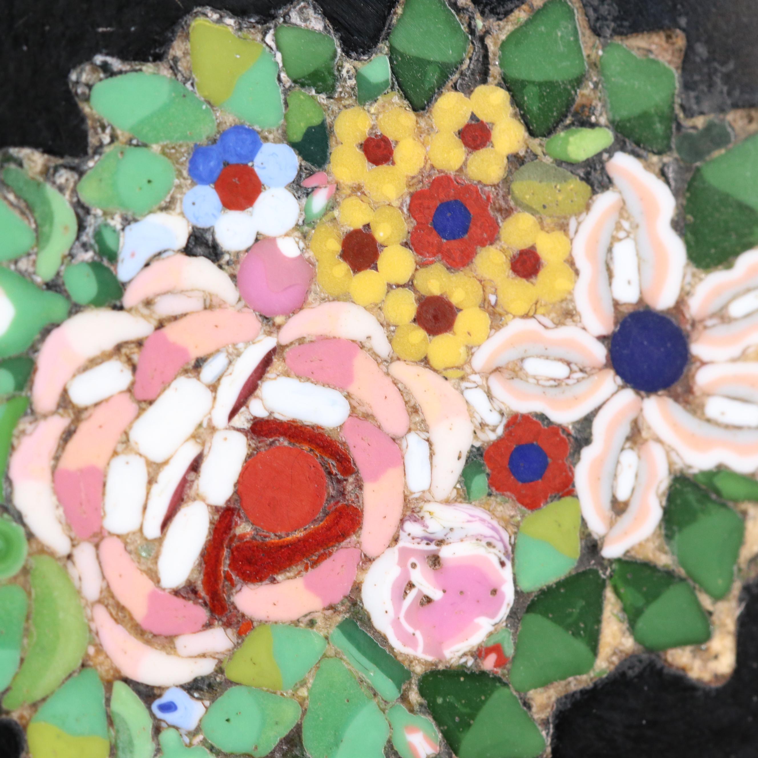 Loose Black Onyx with Floral Glass Inlay