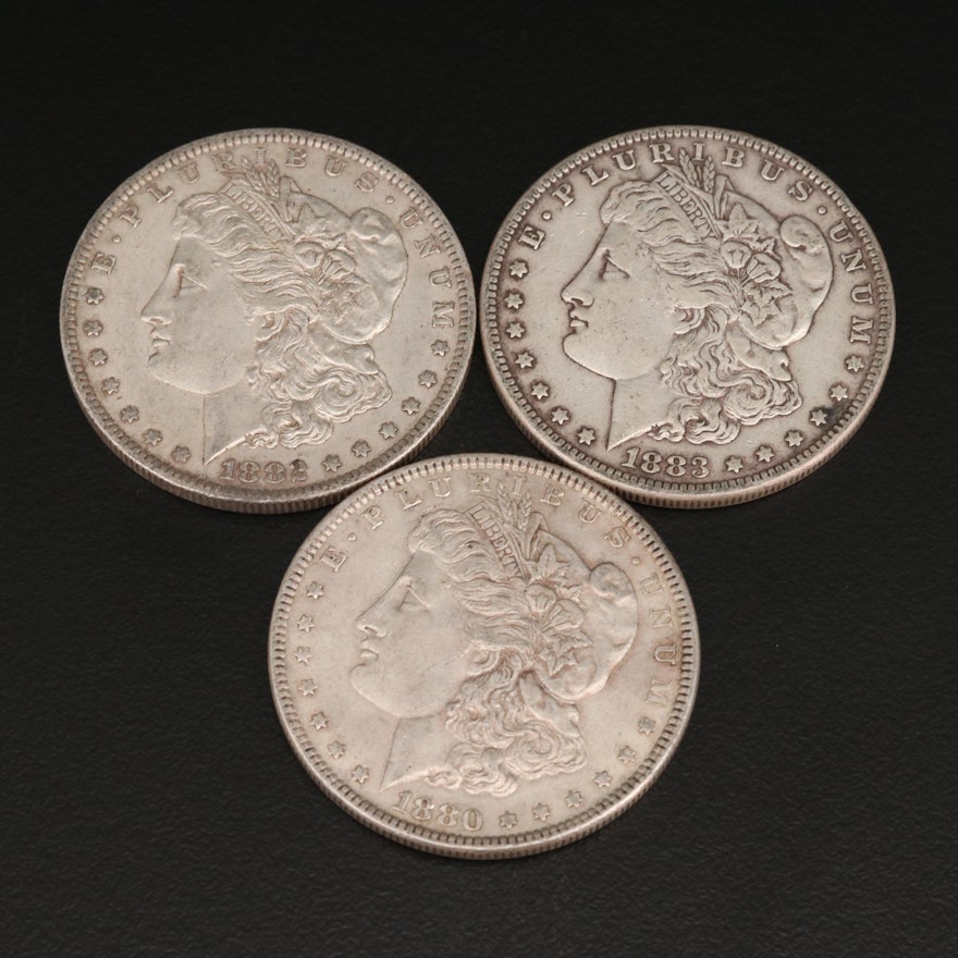 Three Morgan Silver Dollars