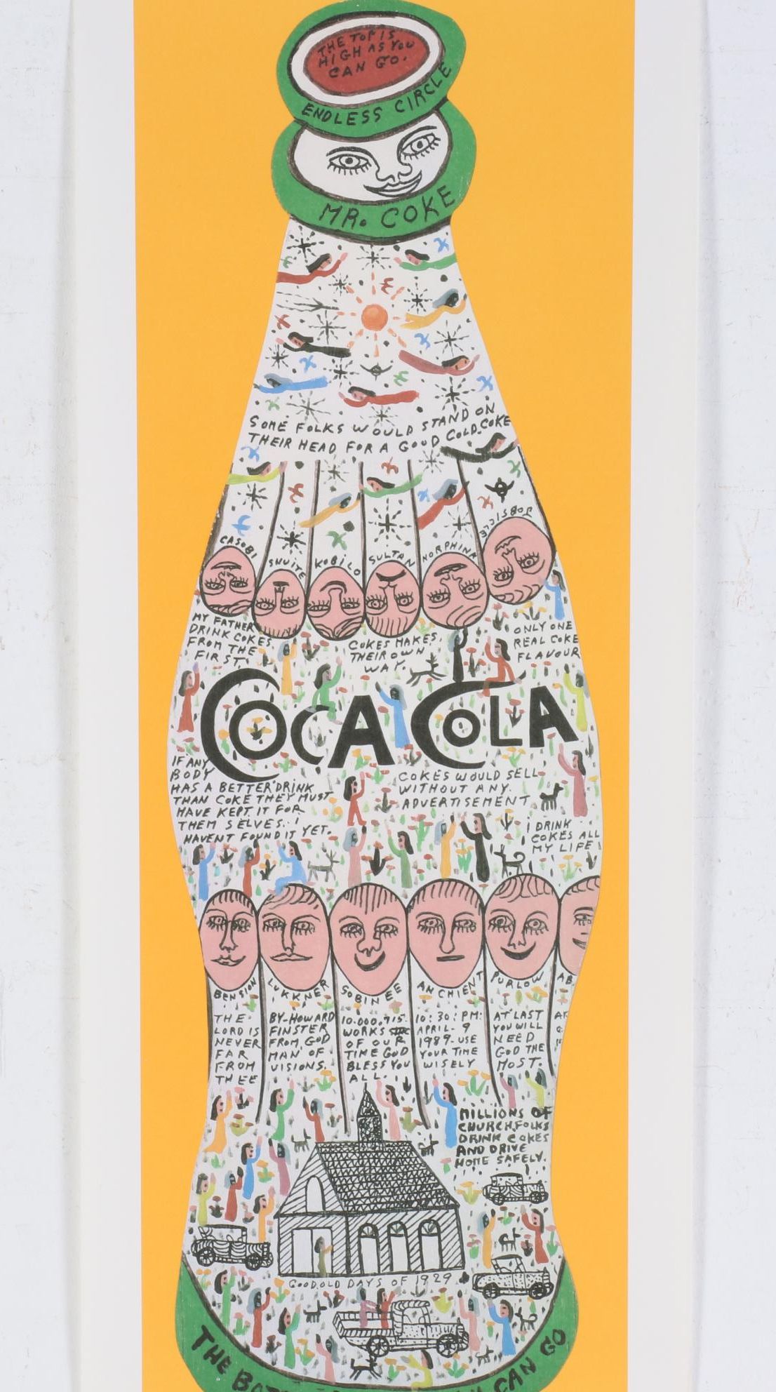 Howard Finster Offset Lithograph "Coca Cola," circa 1989