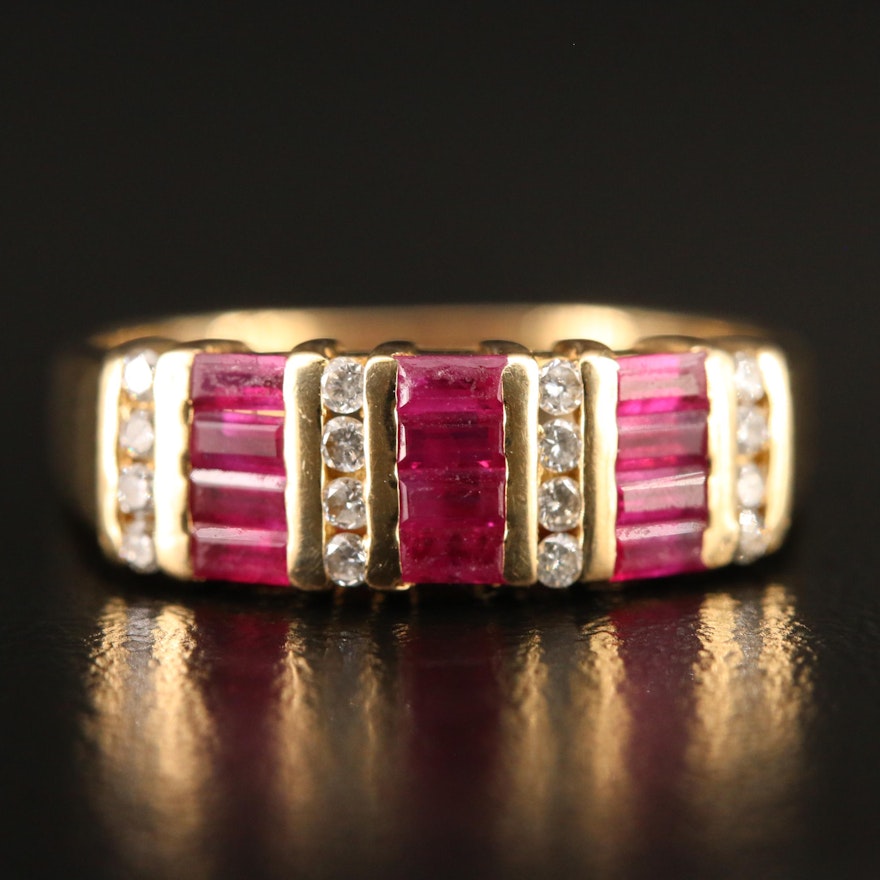 14K Diamond and Ruby Ring