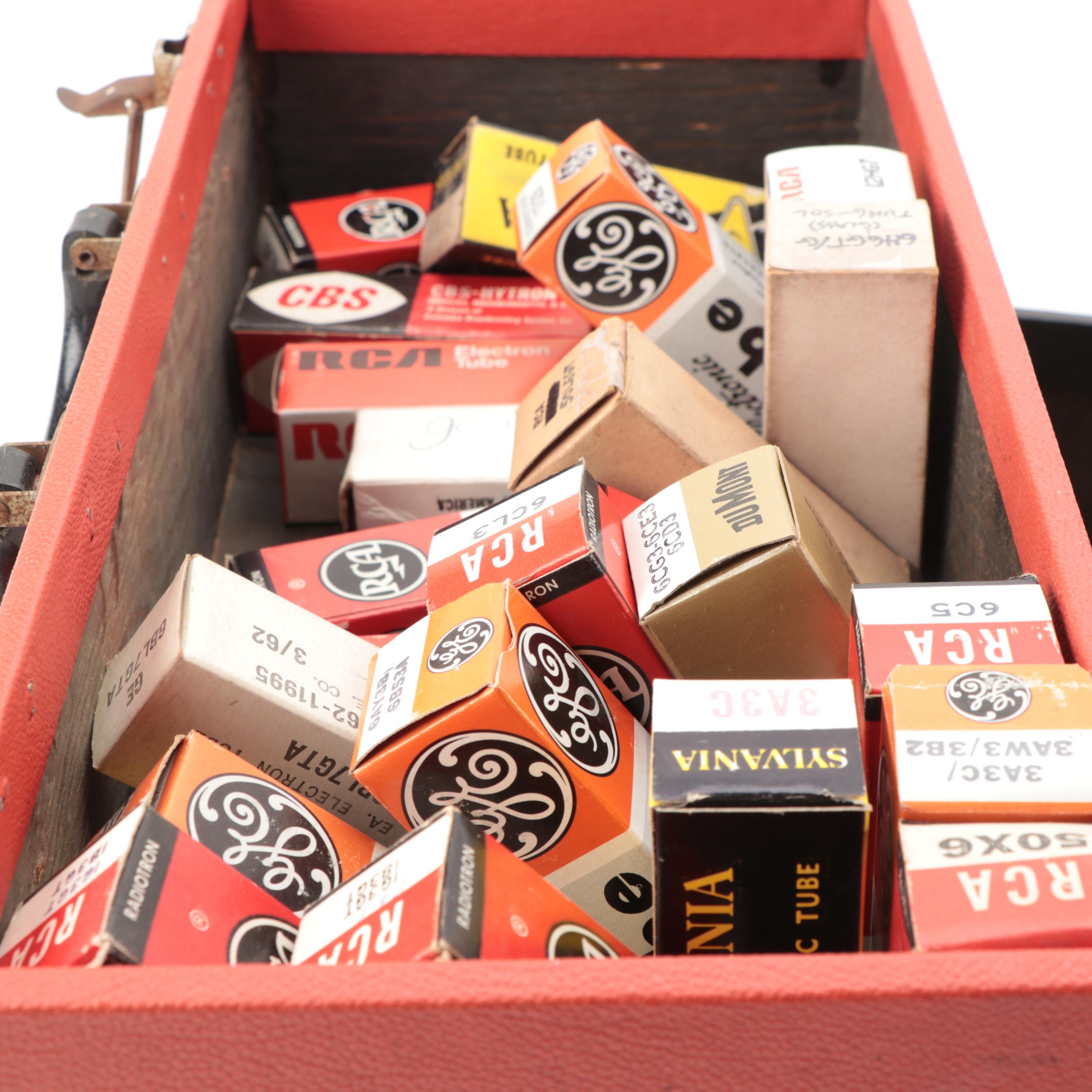 RCA, Sylvania, and CBS Electron Vacuum Tubes in Repairman's Case