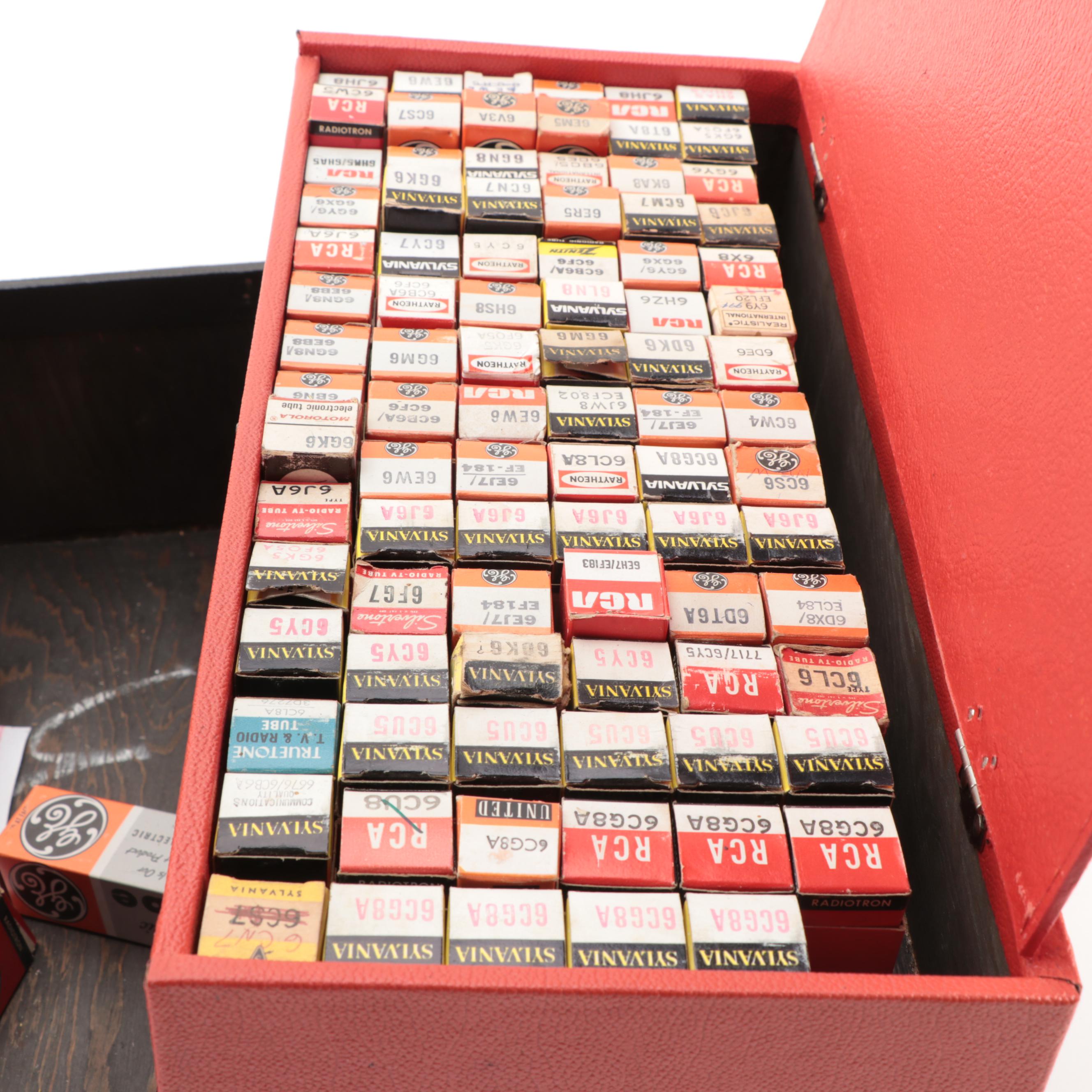 RCA, Sylvania, and CBS Electron Vacuum Tubes in Repairman's Case