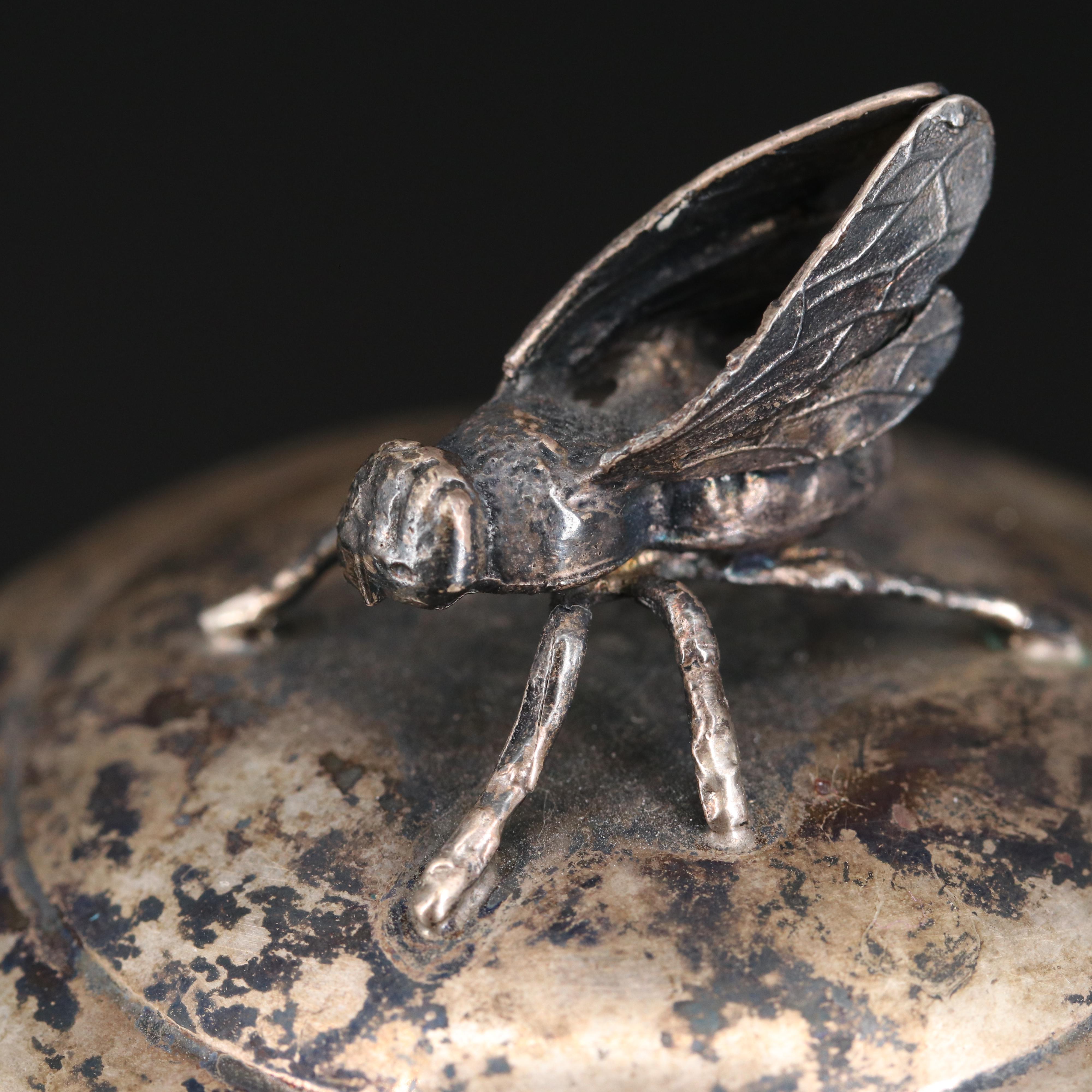 R. Blackinton & Co. Sterling Silver and Glass Beehive Honey Jar, Early 20th C.