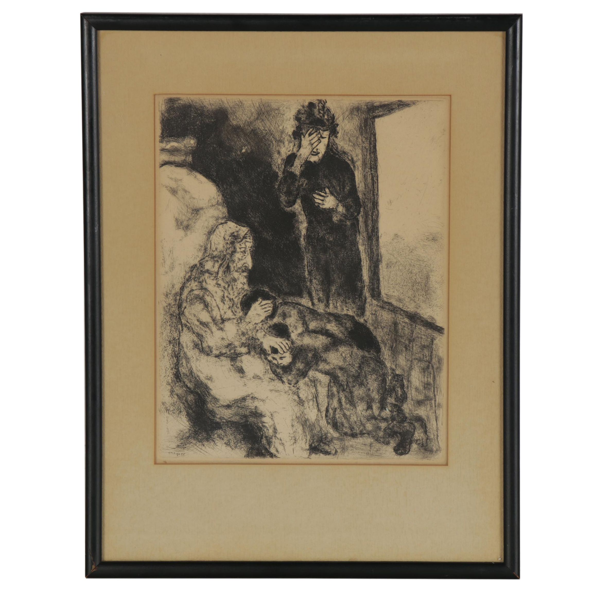 Marc Chagall Etching of Genesis XLVIII from "Bible," 1956