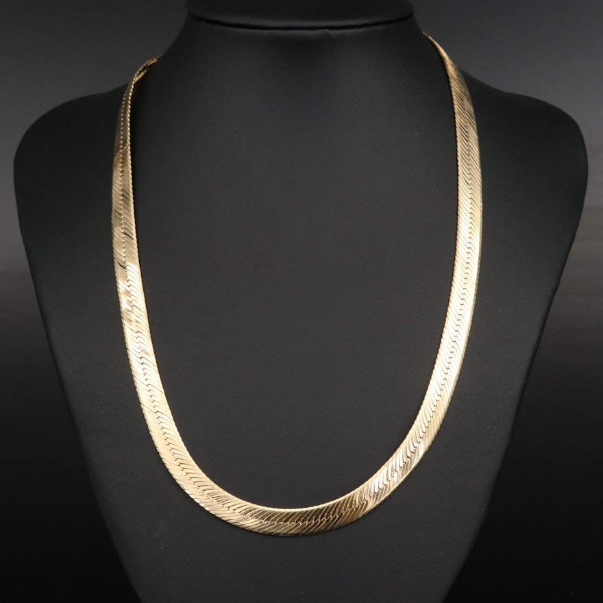 14K Herringbone Chain Necklace