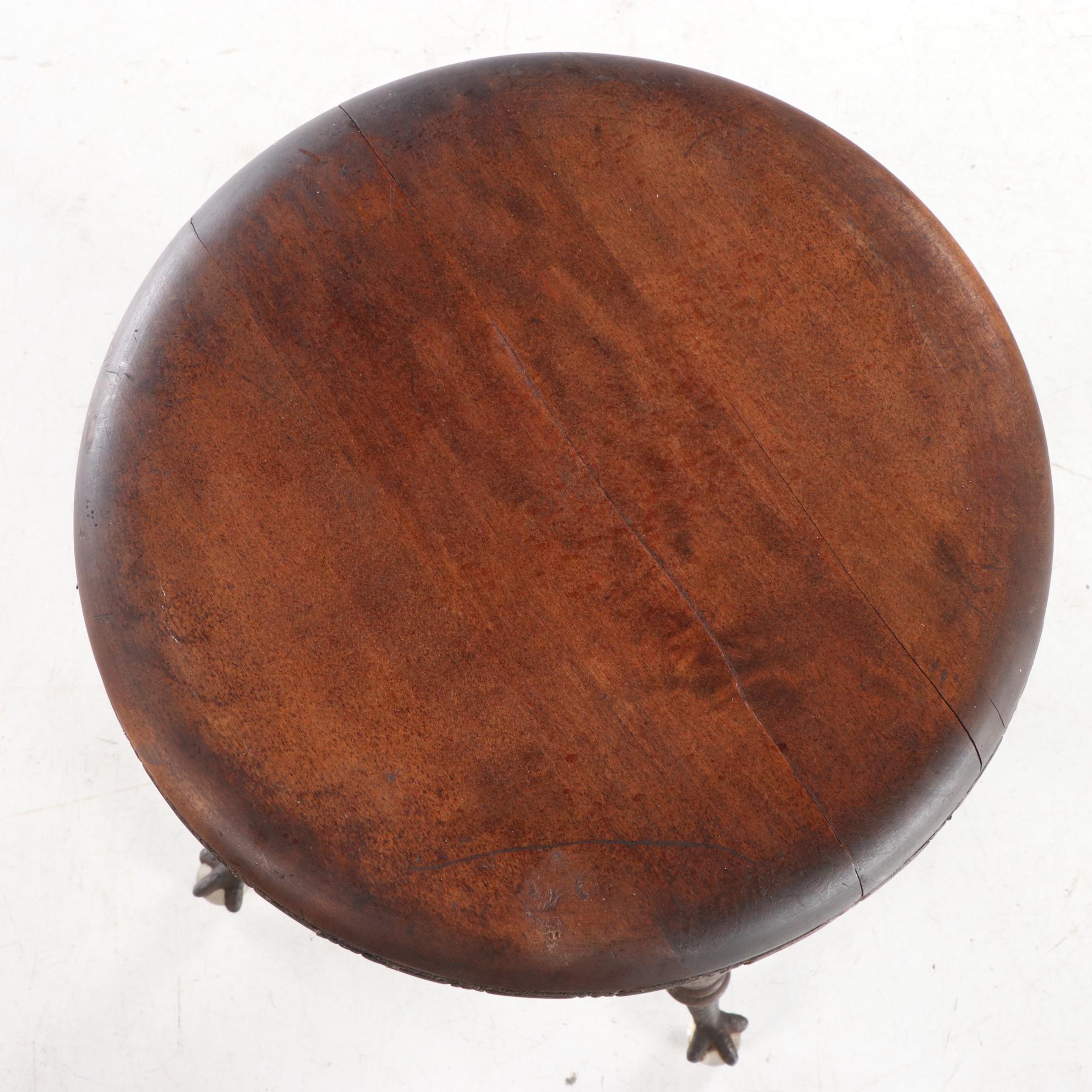 Holtzman & Sons Late Victorian Swivel Piano Stool, Late 19th/Early 20th Century