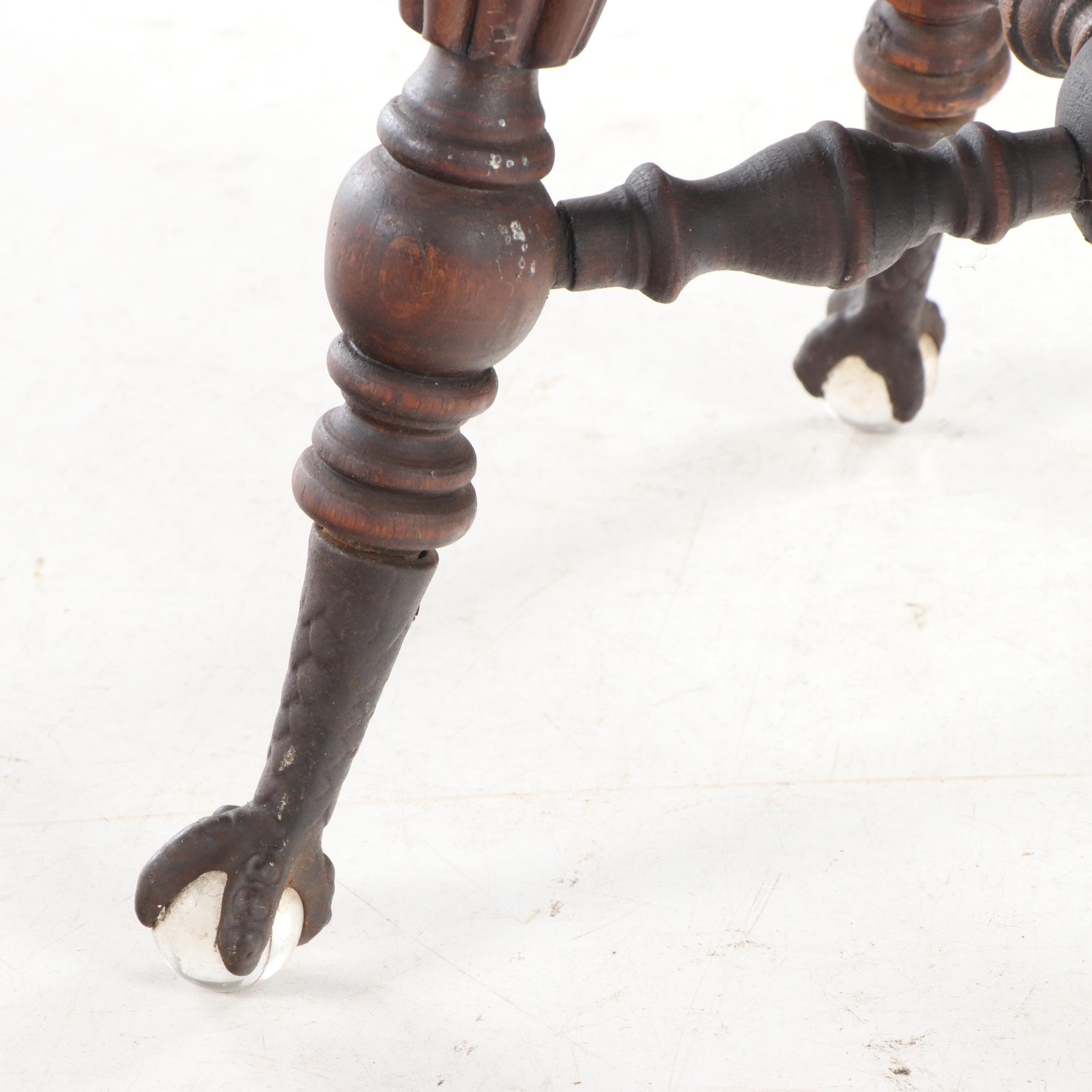 Holtzman & Sons Late Victorian Swivel Piano Stool, Late 19th/Early 20th Century