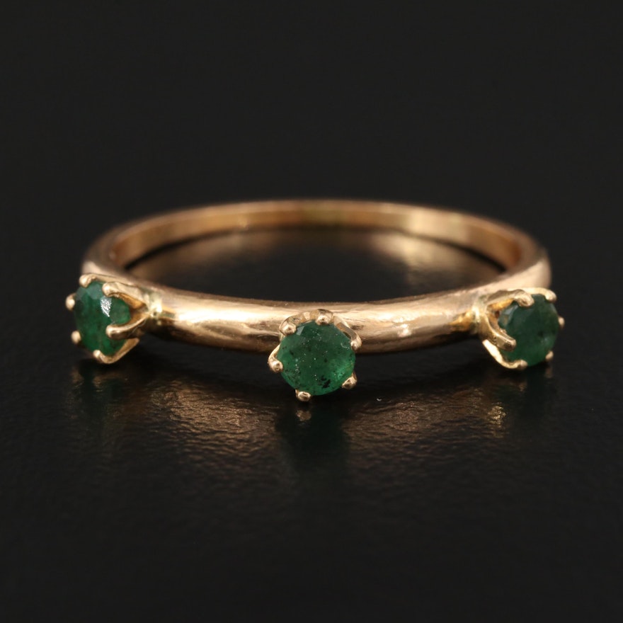 14K Emerald Three Stone Ring