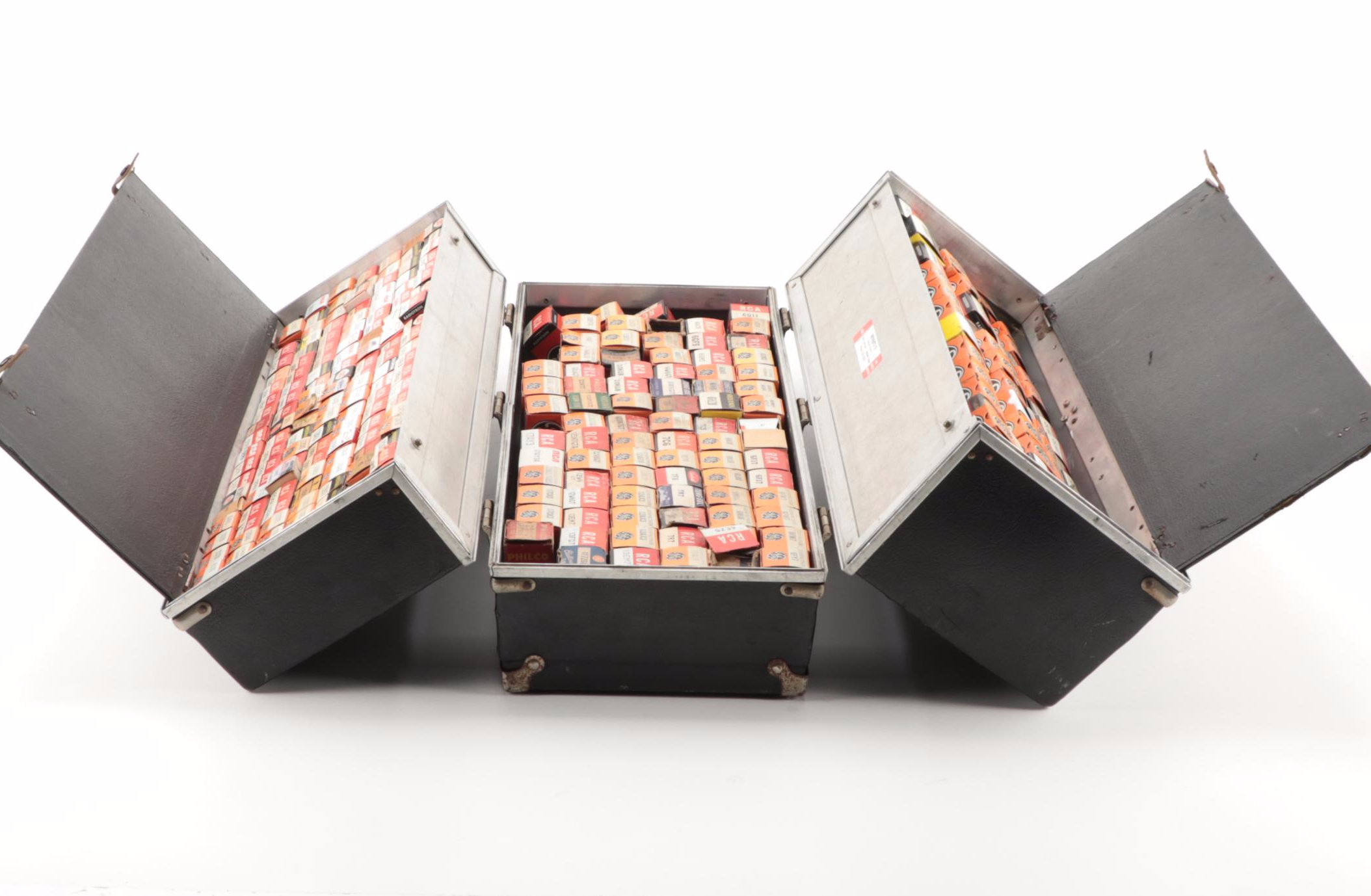 GE, RCA, Philco Electron Vacuum Tubes with Sylvania Repairman's Case