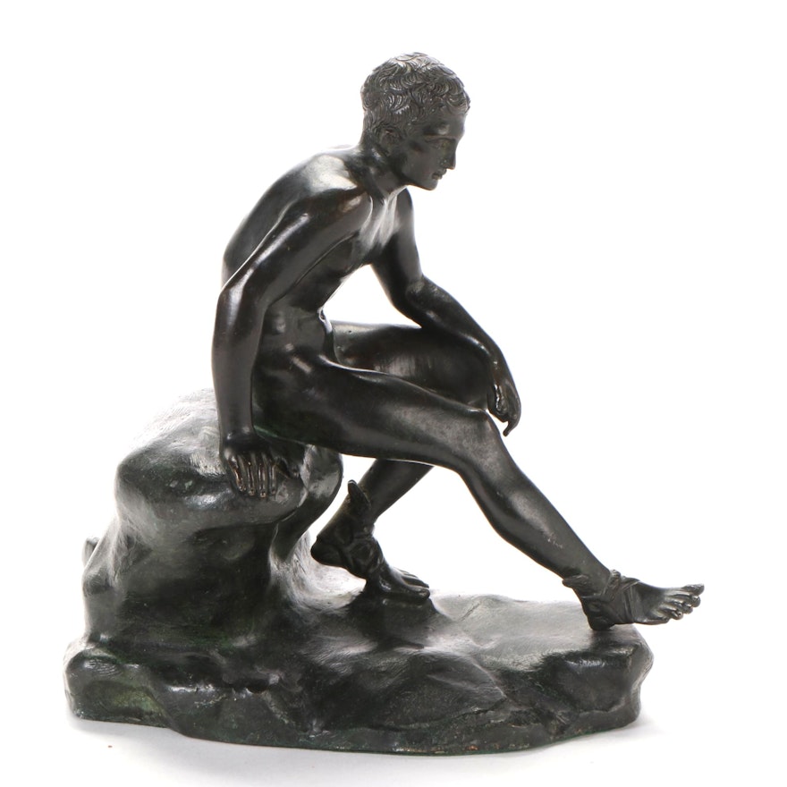 Spelter Sculpture "Seated Hermes"