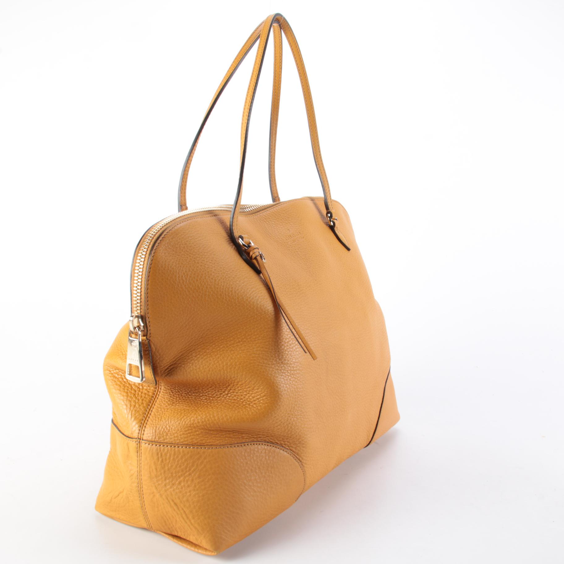 Gucci Bree Maize Yellow Pebble Grained Leather Shoulder Bag