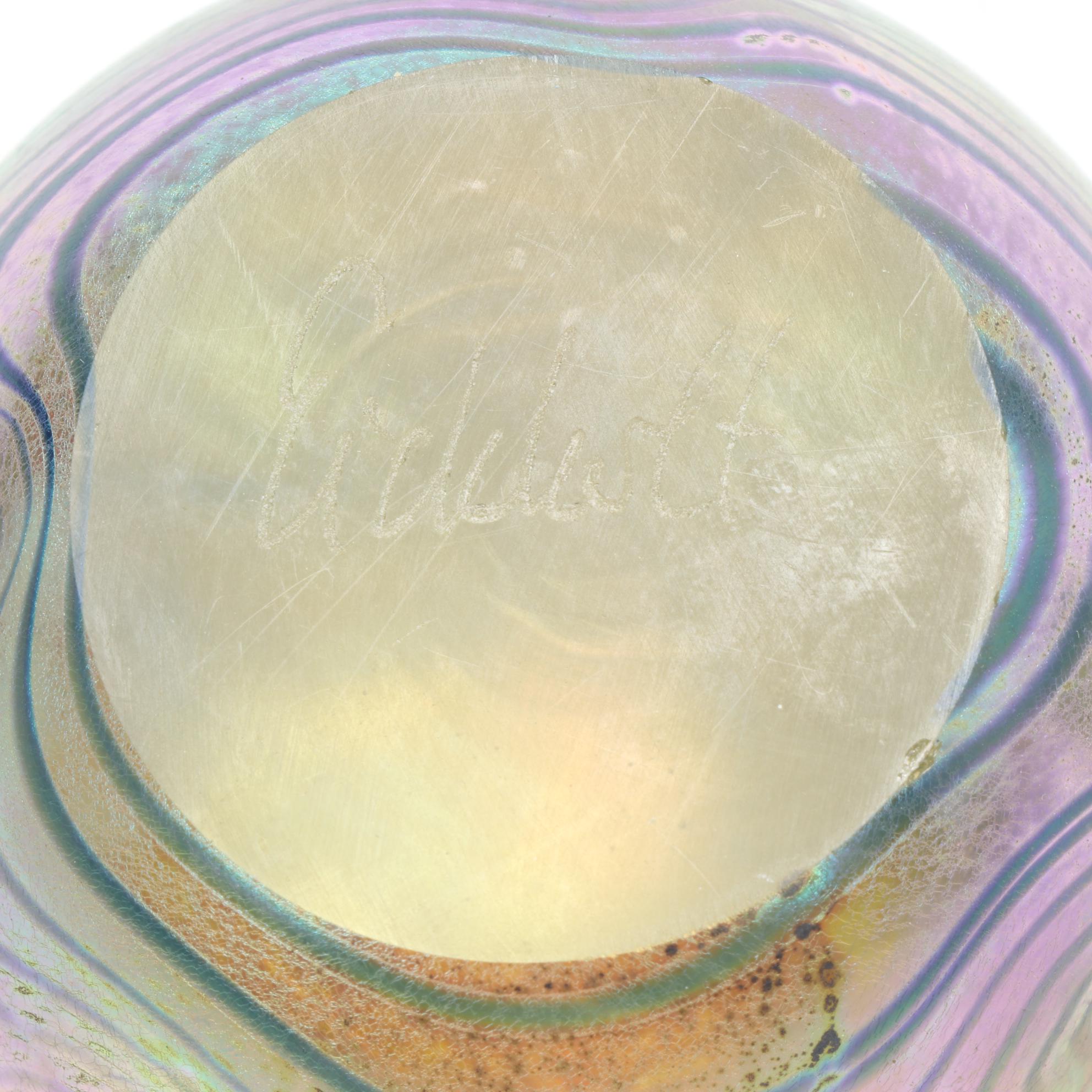 Robert Eickholt "Deep Sea" and Pulled Feather Handblown Art Glass Paperweights