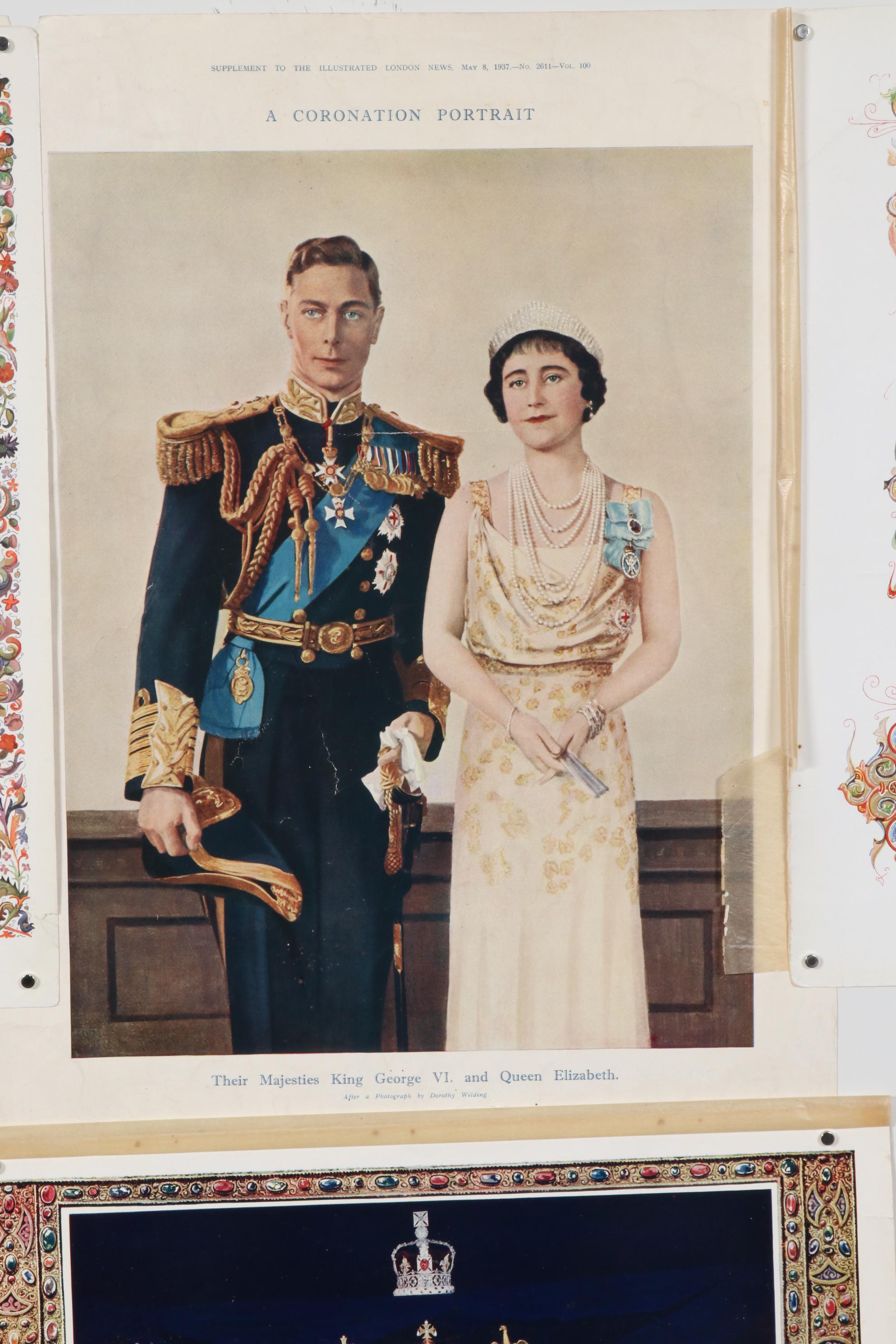 Offset Lithograph Portrait of King George VI and Queen Elizabeth and More
