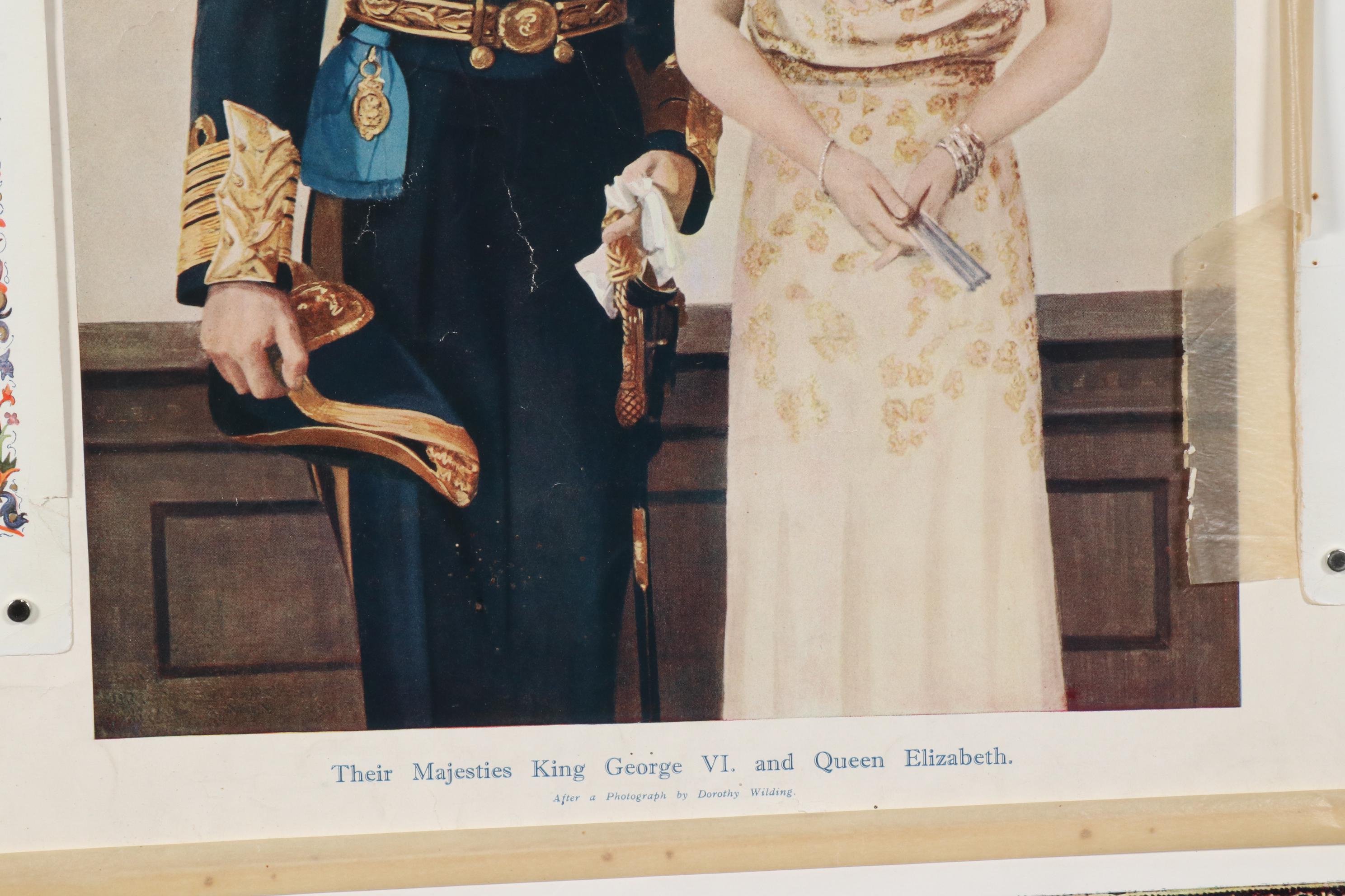 Offset Lithograph Portrait of King George VI and Queen Elizabeth and More