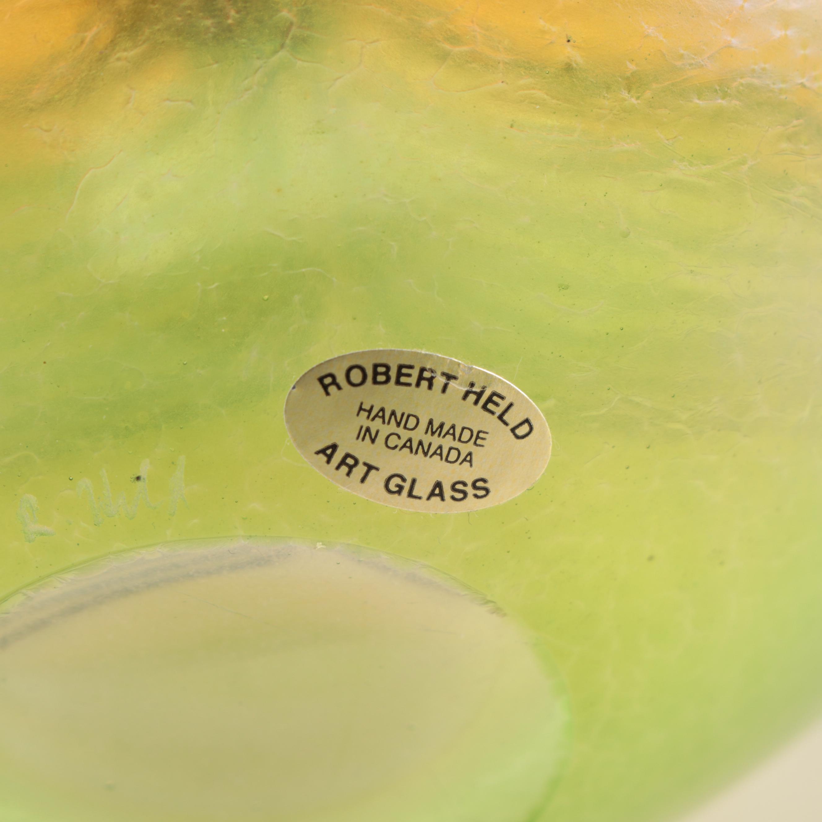 Robert Held Pulled Feather Iridescent Art Glass Vase