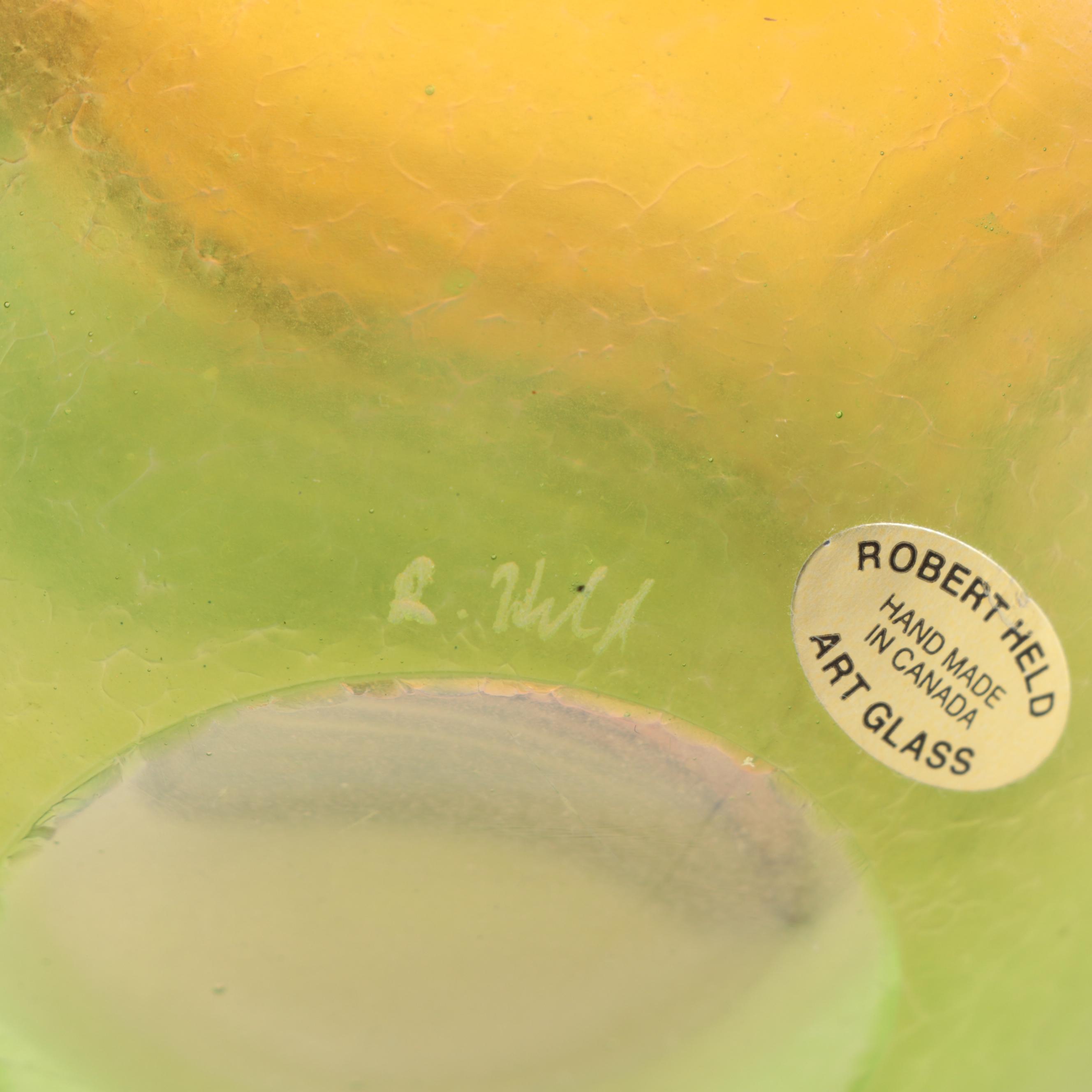 Robert Held Pulled Feather Iridescent Art Glass Vase