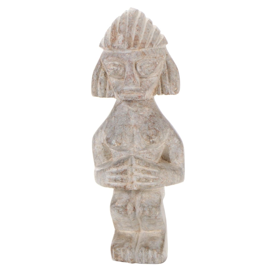 Pre-Columbian Style Carved Stone Female Figure, Central America