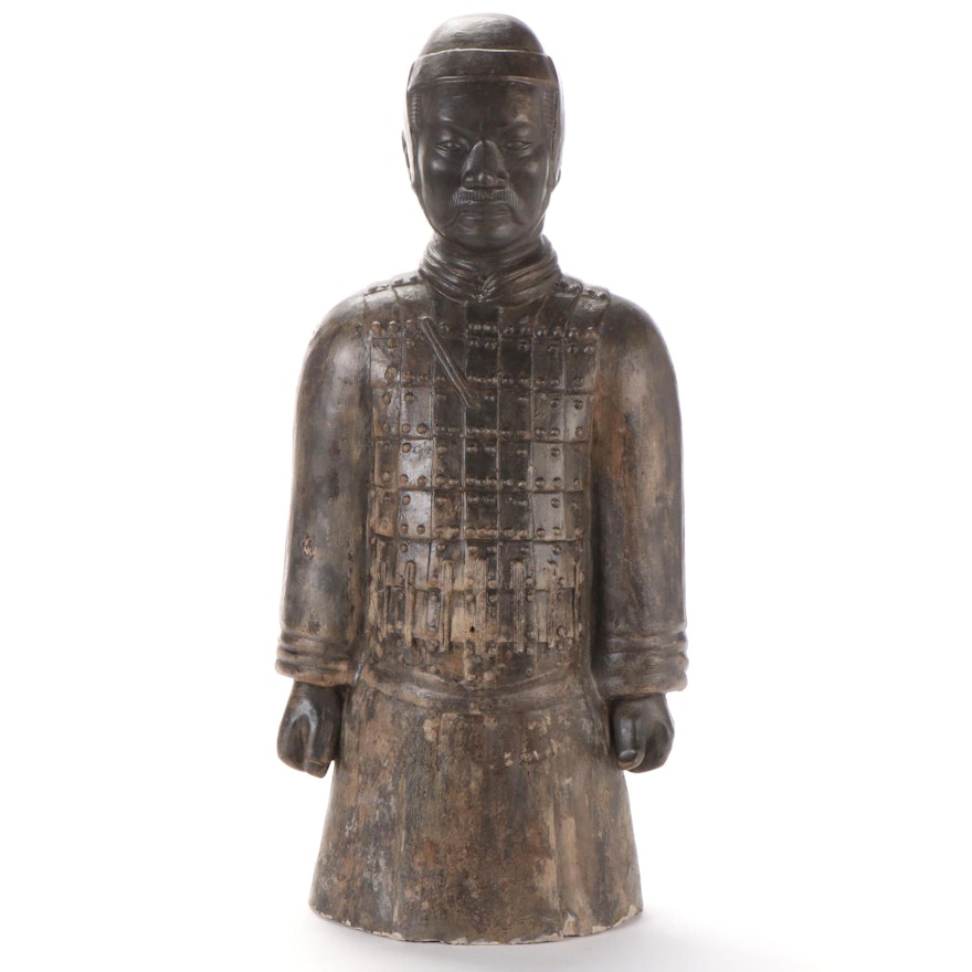 Chinese Qin Style Ceramic Warrior Half-Figure