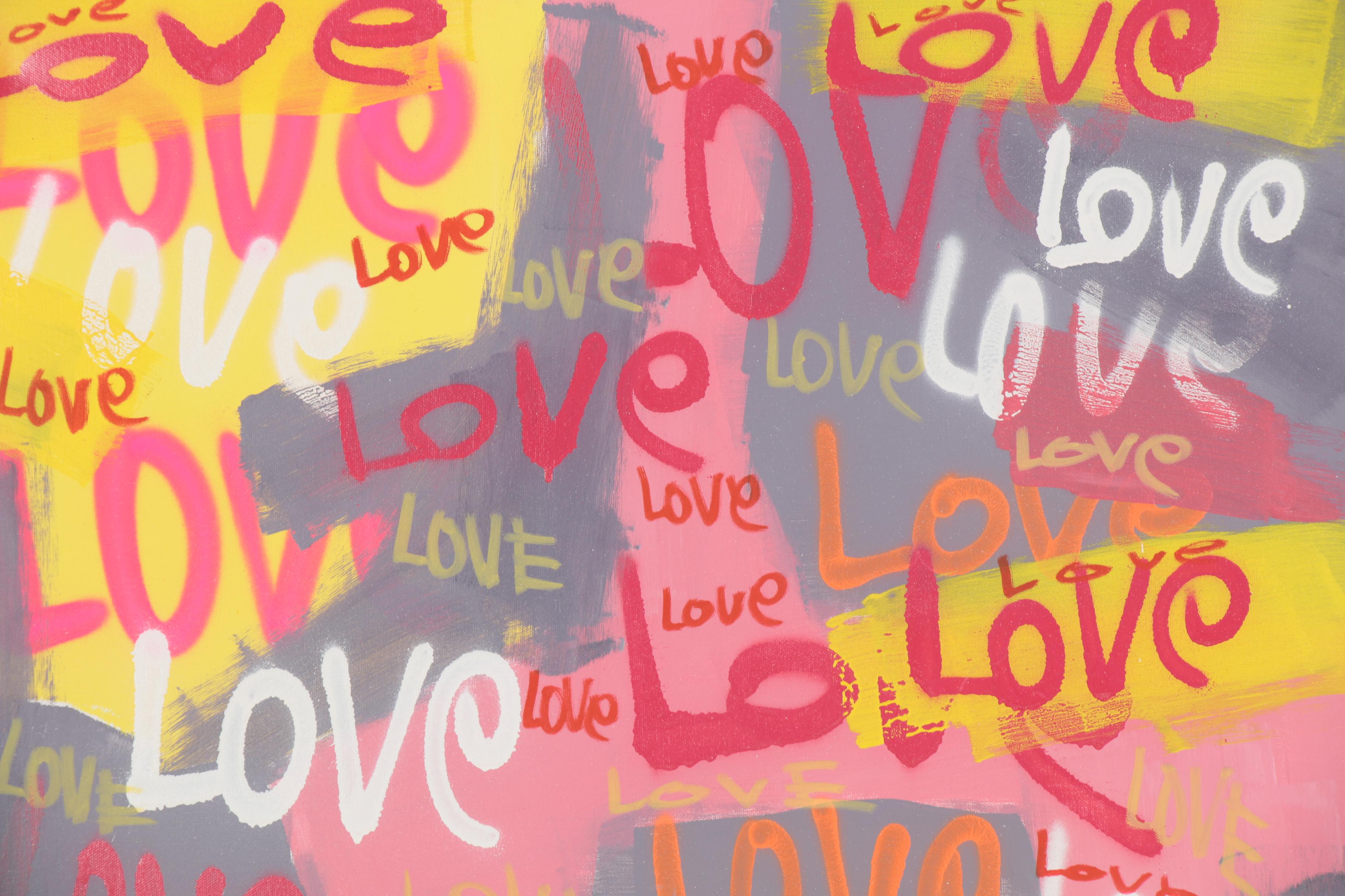 R.C. Raynor Graffiti Style Mixed Media Painting, 21st Century