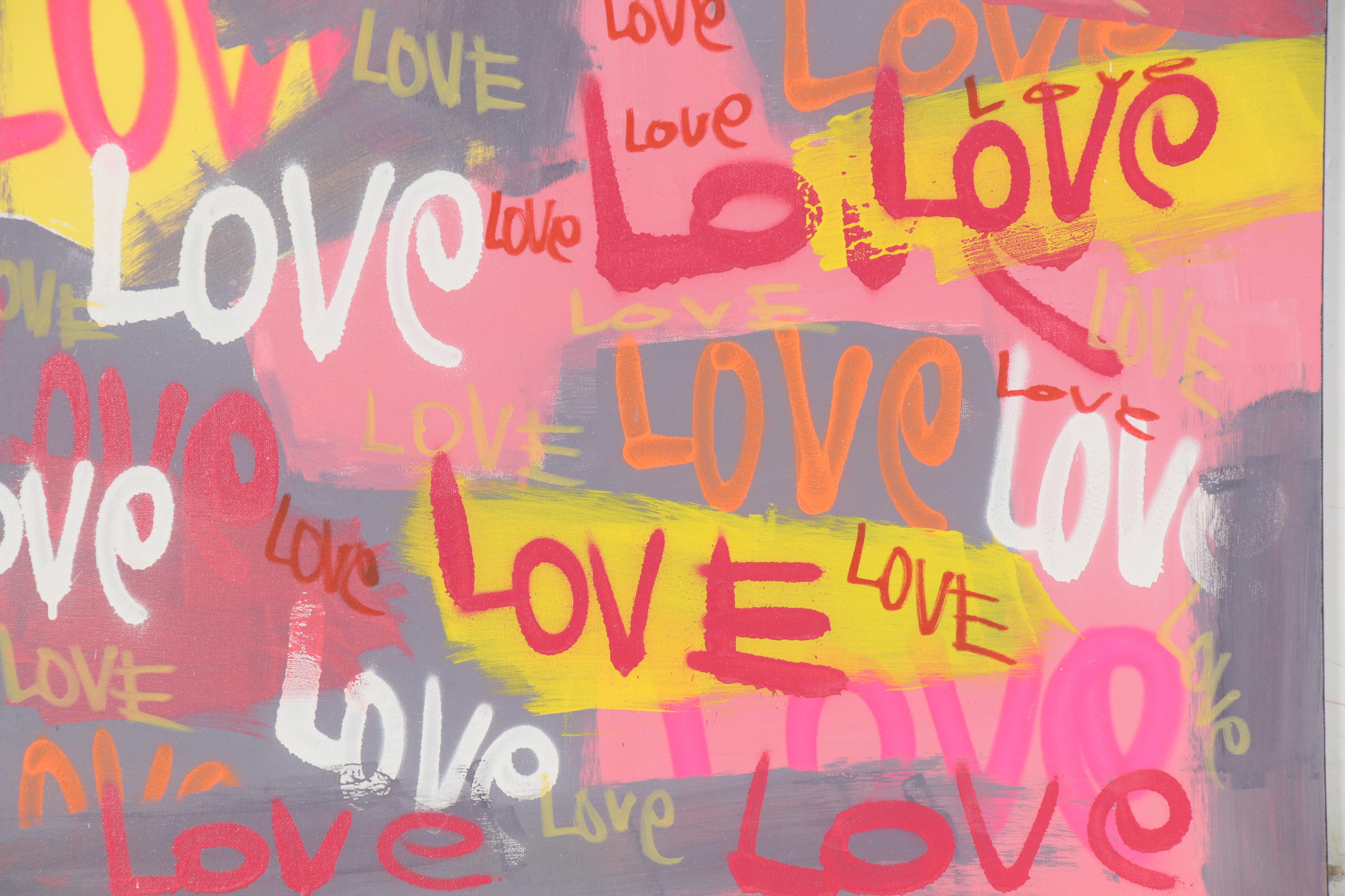 R.C. Raynor Graffiti Style Mixed Media Painting, 21st Century